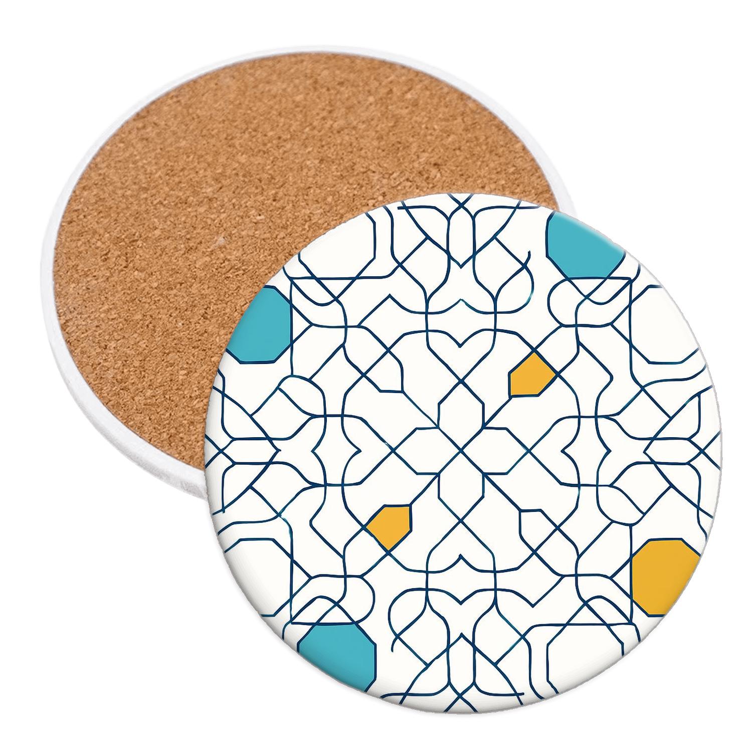 Girih Minimal Knotfield Tessellation cork coaster sets