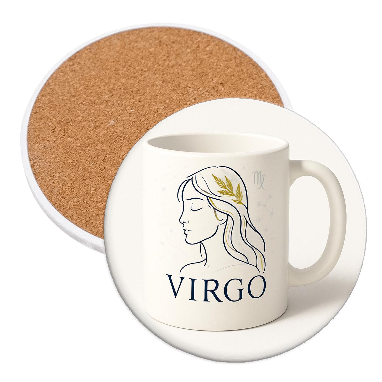 Virgo Maiden Botanical Constellation Foil Line Art Mug Design absorbent drink coasters