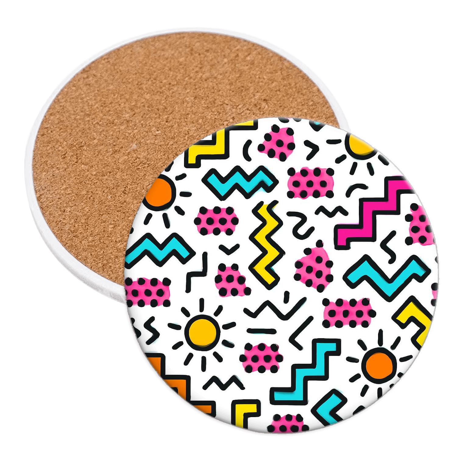 Memphis Solar Glyph Circuit decorative beverage coasters