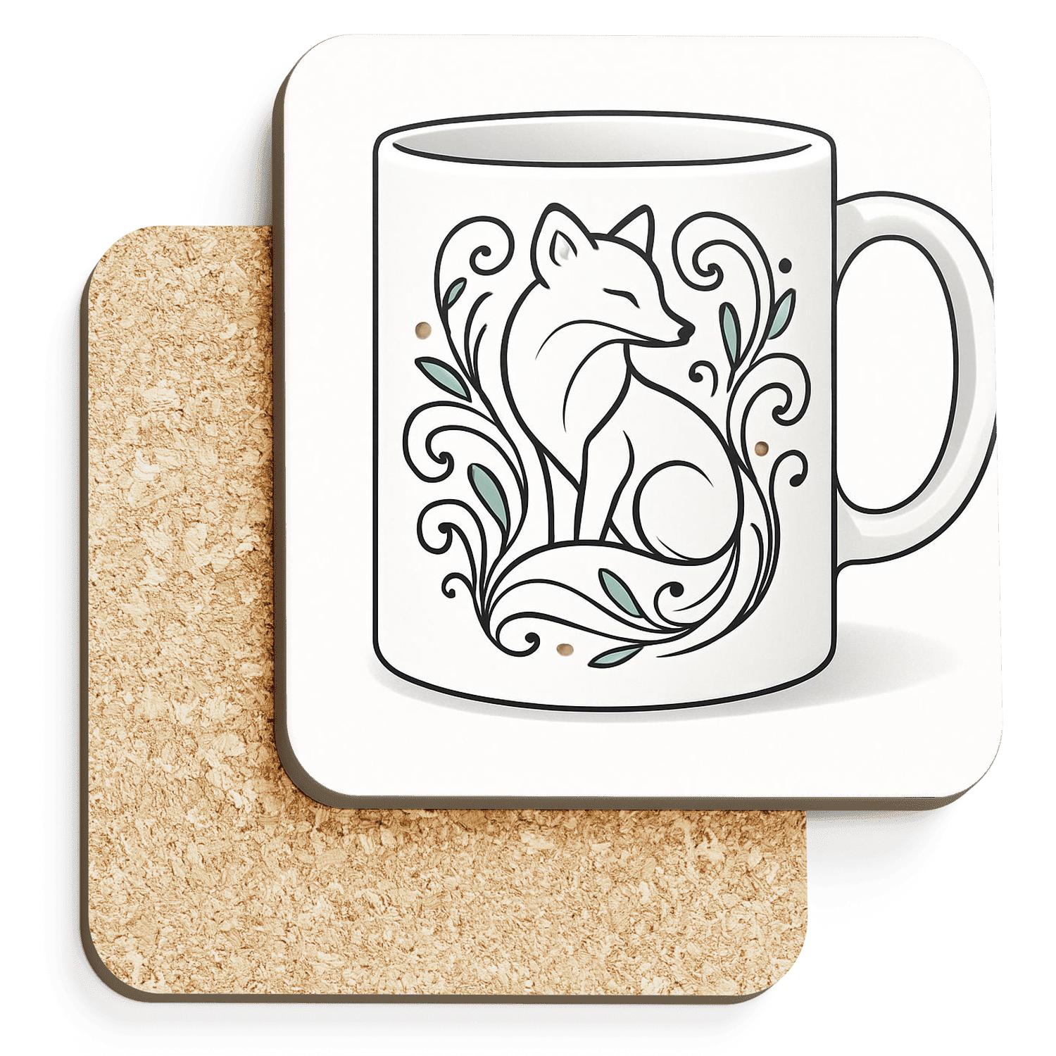 Art Nouveau Arctic Fox Filigree Wrap custom engraved coasters