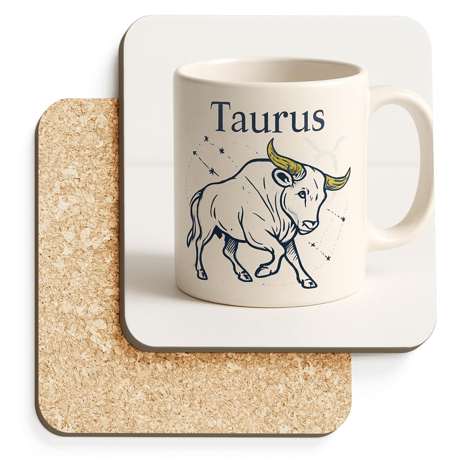 Taurus Celestial Bull Etching personalized drink coasters