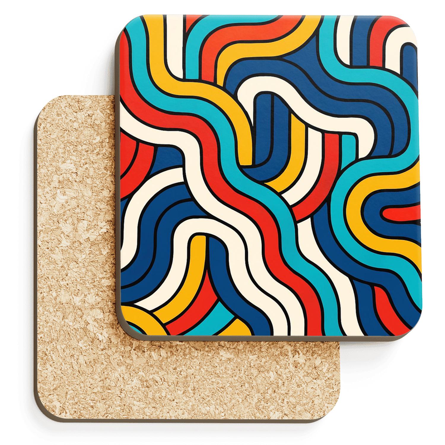 Op Art Festival Ribbons cork coaster sets