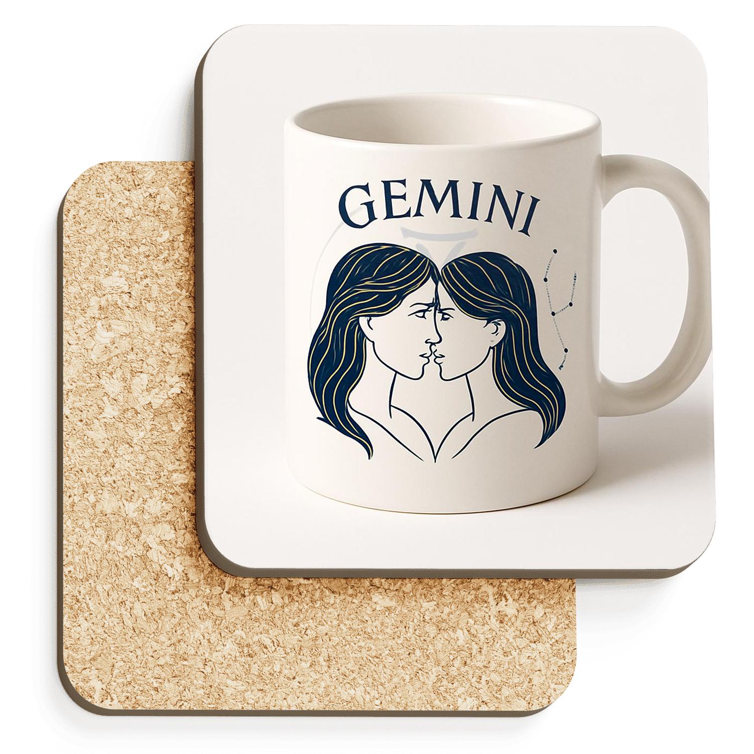 Gemini Twins Art Nouveau Star Map personalized drink coasters