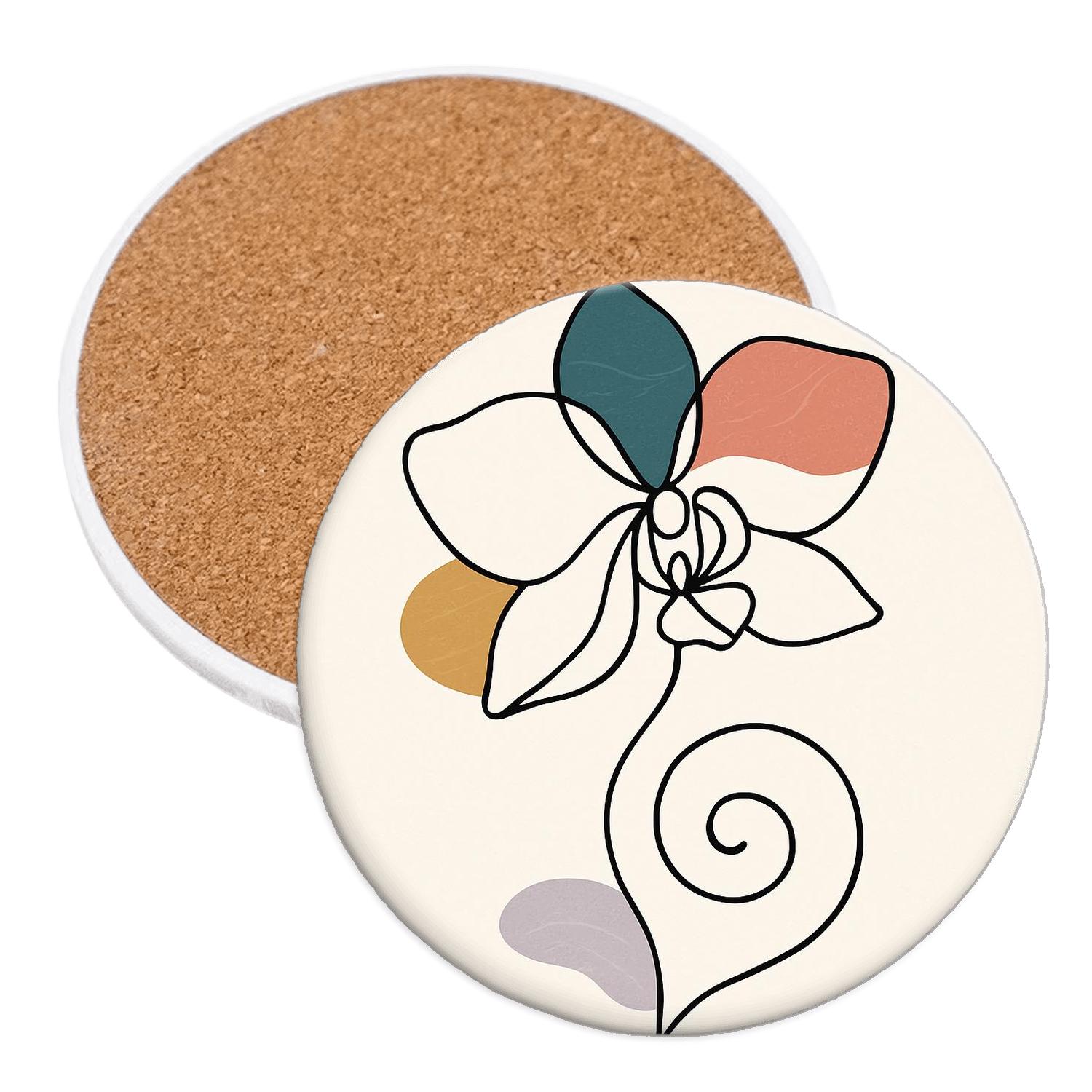 Orchid Spiral And Tide Pools wooden table coasters