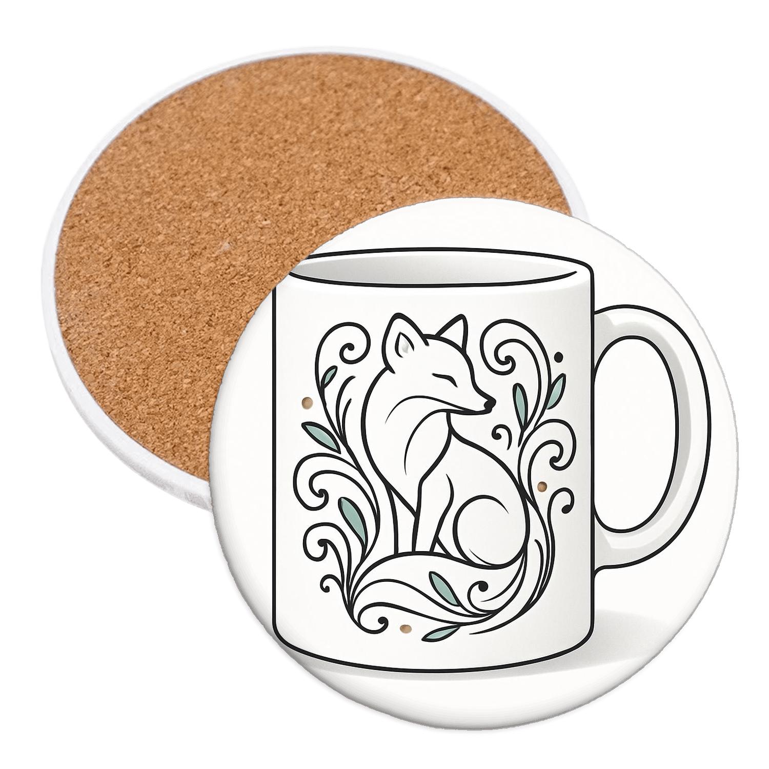 Art Nouveau Arctic Fox Filigree Wrap custom engraved coasters
