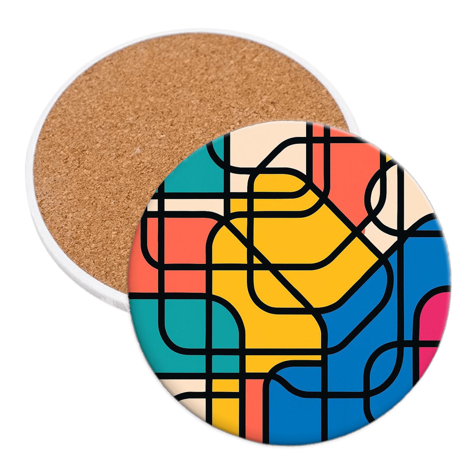 Memphis Bauhaus Metro Weave custom engraved coasters