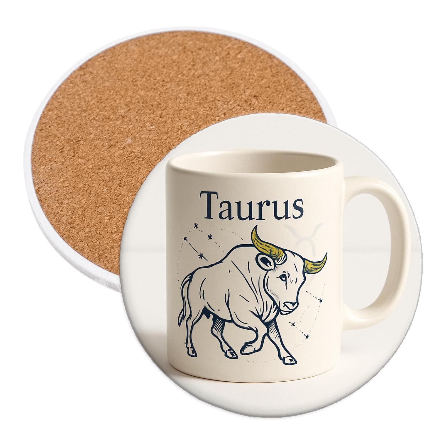 Taurus Celestial Bull Etching personalized drink coasters