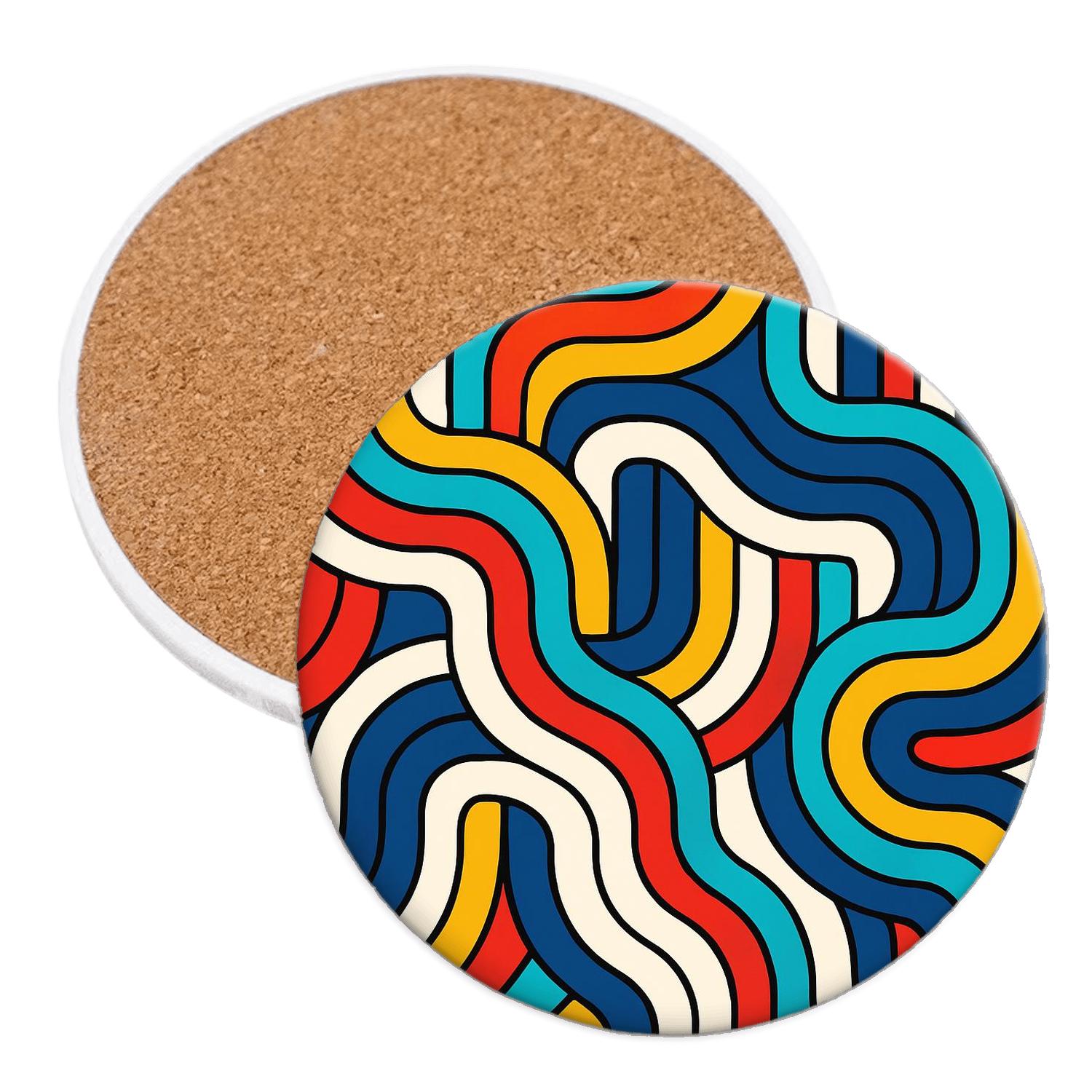 Op Art Festival Ribbons decorative beverage coasters