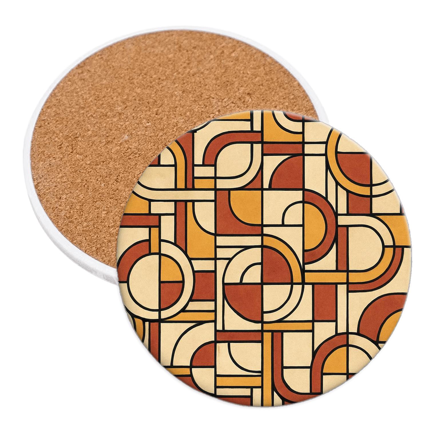 Bauhaus Celestial Weave Vintage Vector Pattern personalized drink coasters