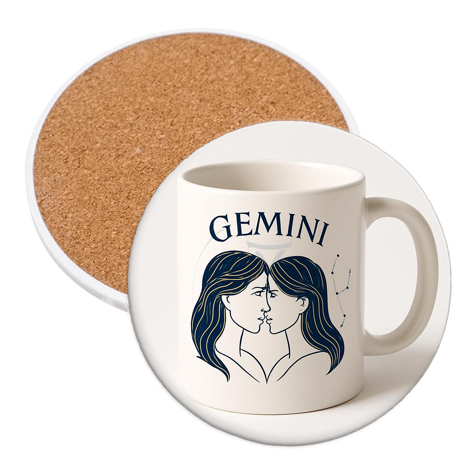 Gemini Twins Art Nouveau Star Map personalized drink coasters