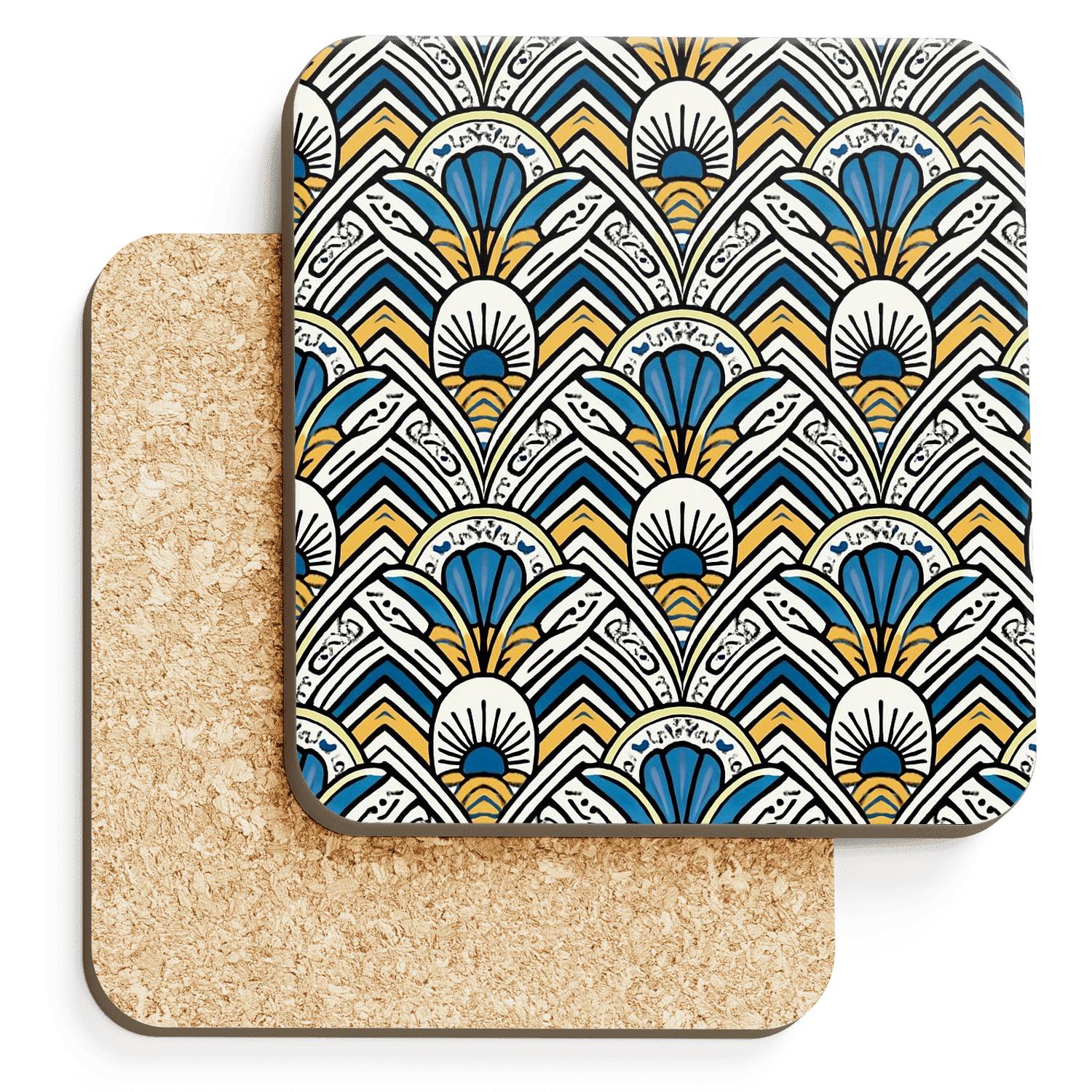 Art Deco Comet Sunburst Filigree elegant tabletop coasters
