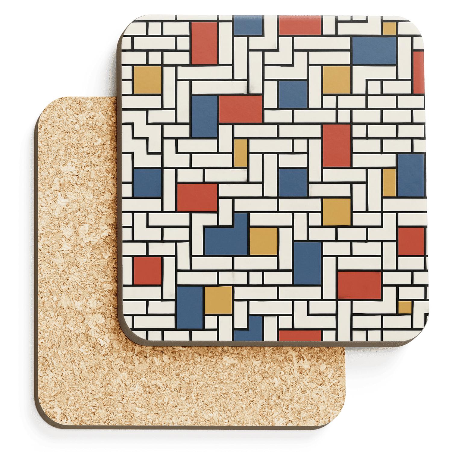 Bauhaus Loom Lattice Minimal Linework decorative beverage coasters