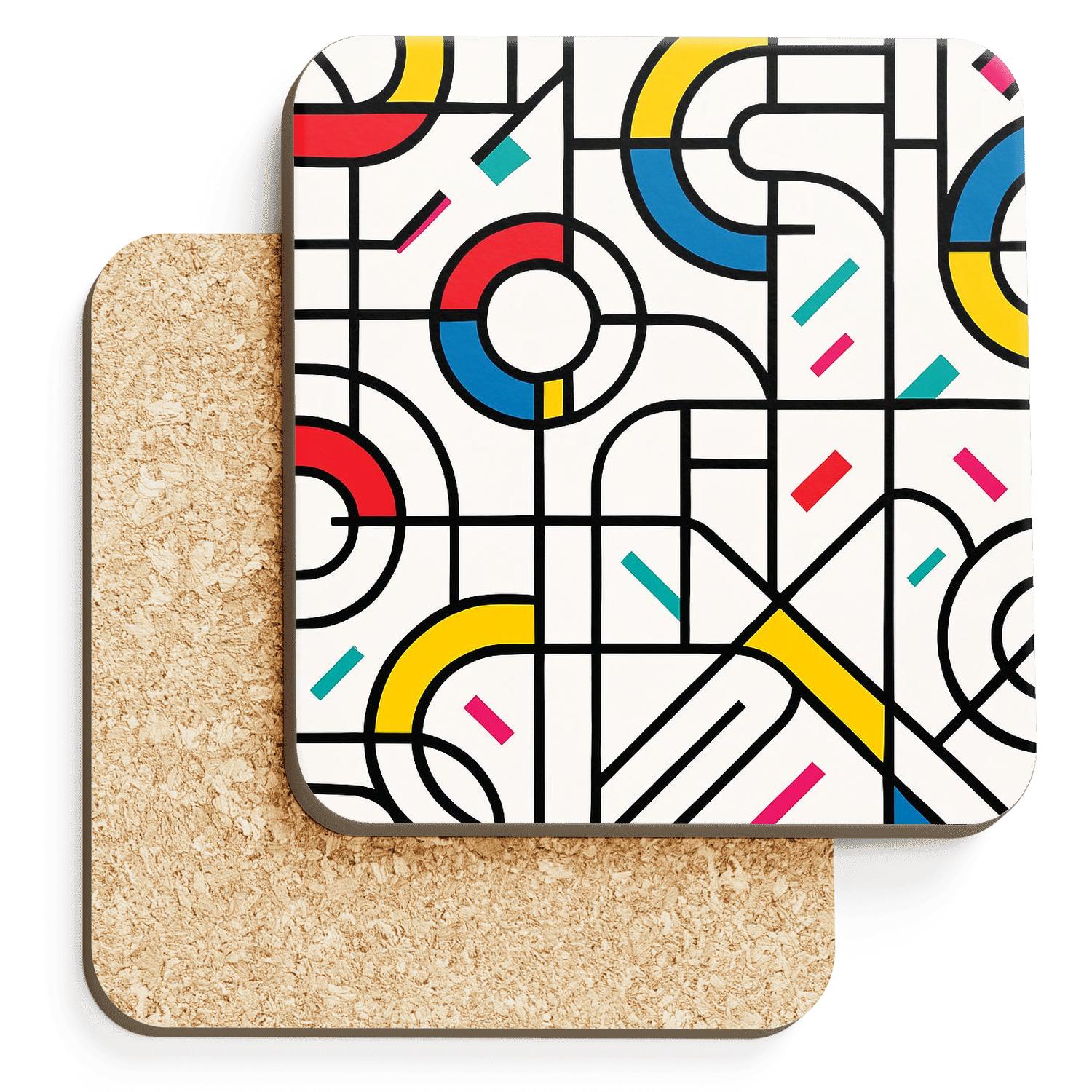 Bauhaus Neo Memphis Transit Lines decorative beverage coasters