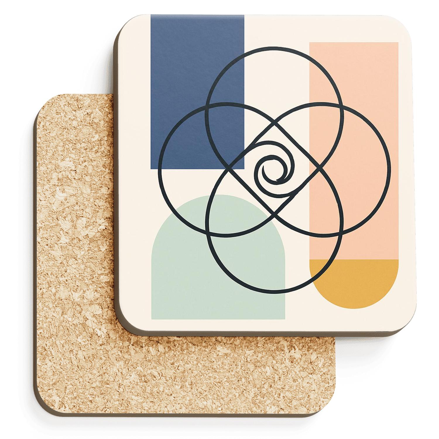 Orbital Geometry Knot With Aurora Panels wooden table coasters