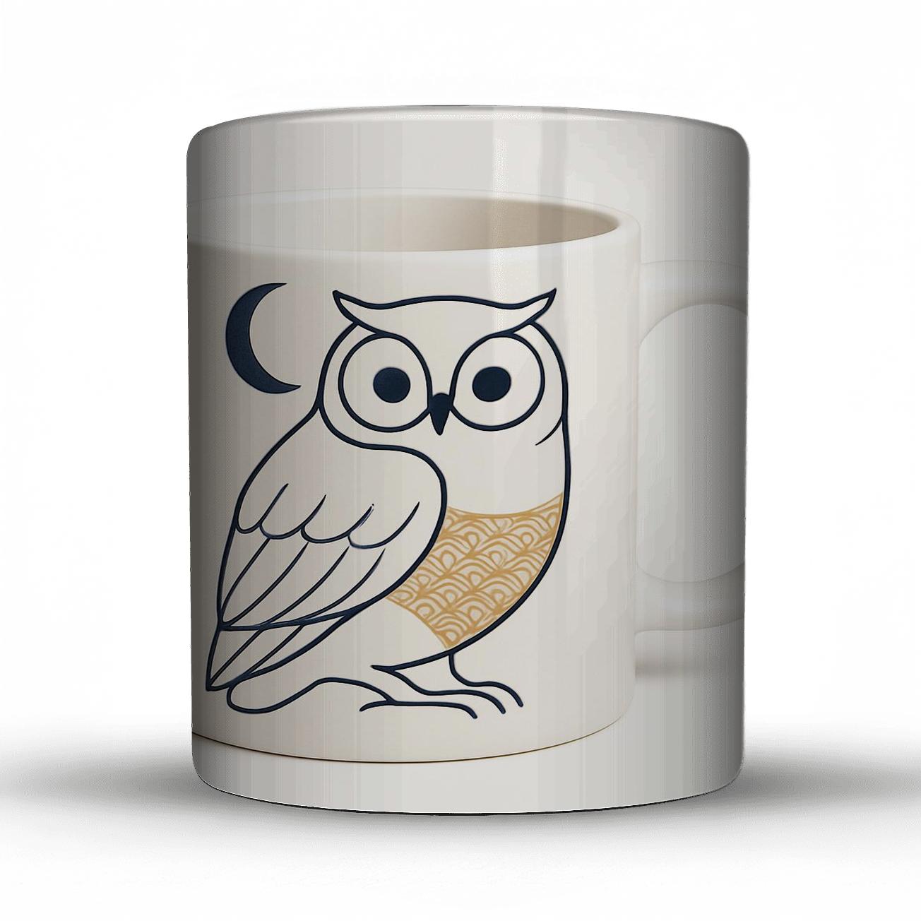 Ukiyoe Owl Moonwave Linework custom printed mugs