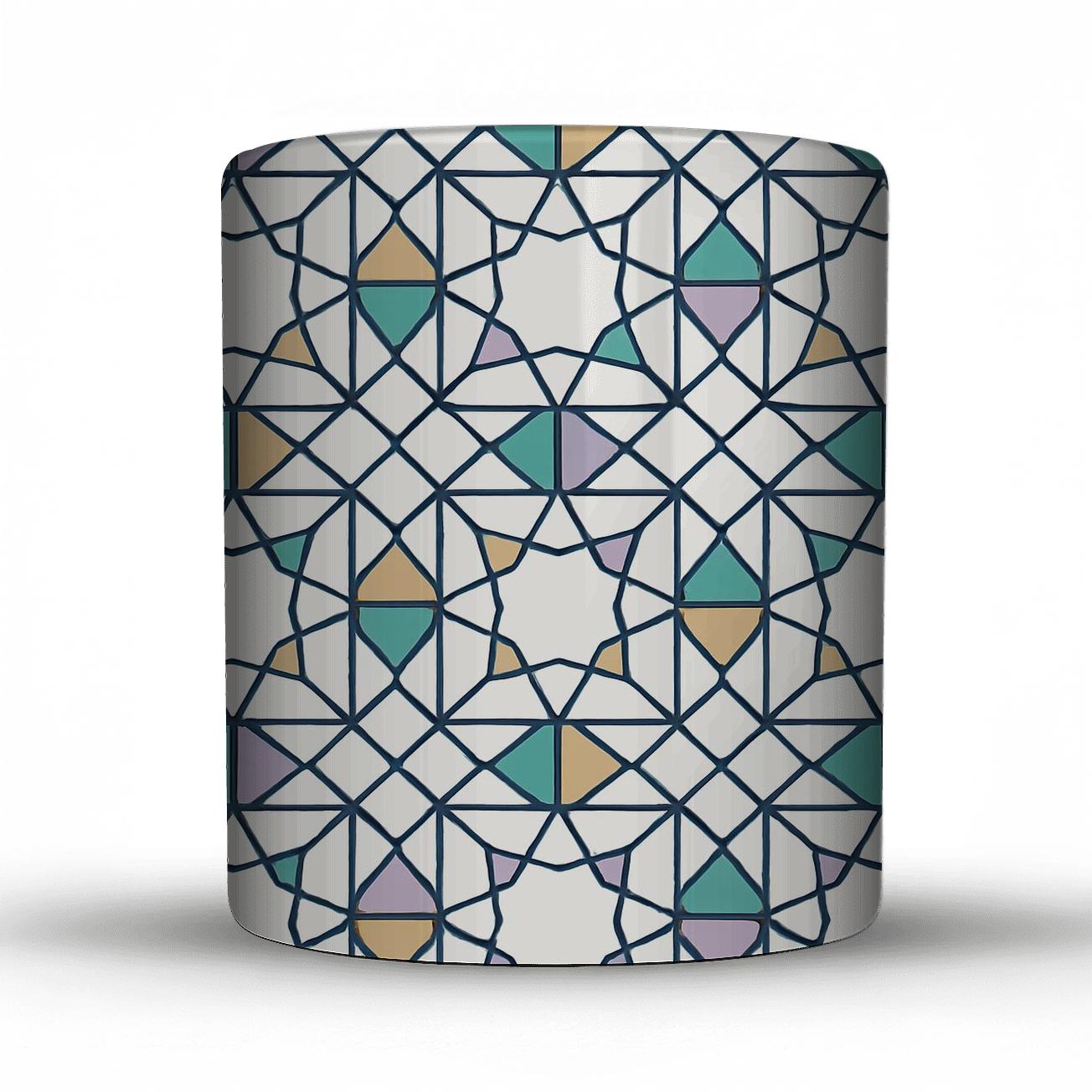 Girih Star Lattice Minimal Ornament insulated thermal mugs