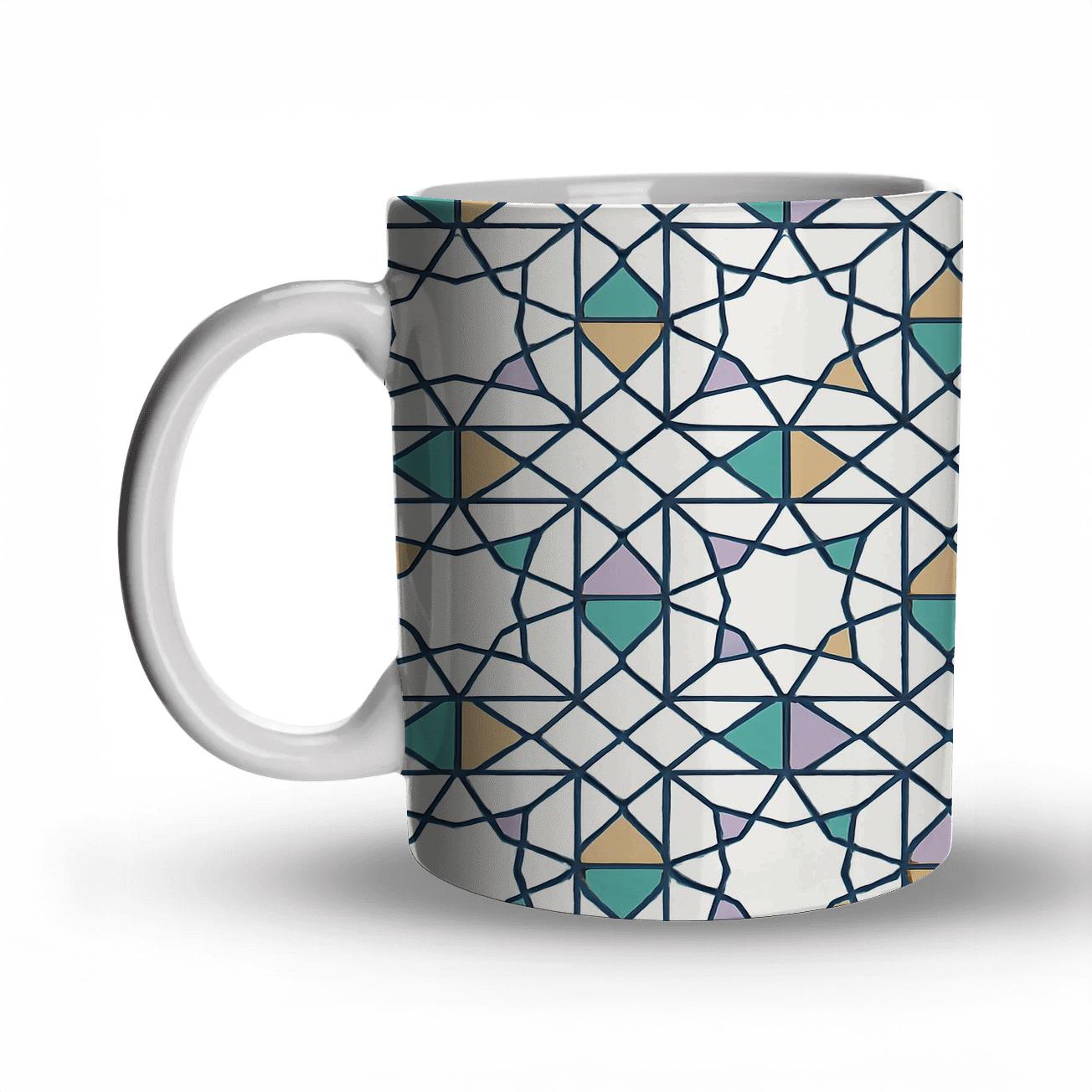 Girih Star Lattice Minimal Ornament insulated thermal mugs