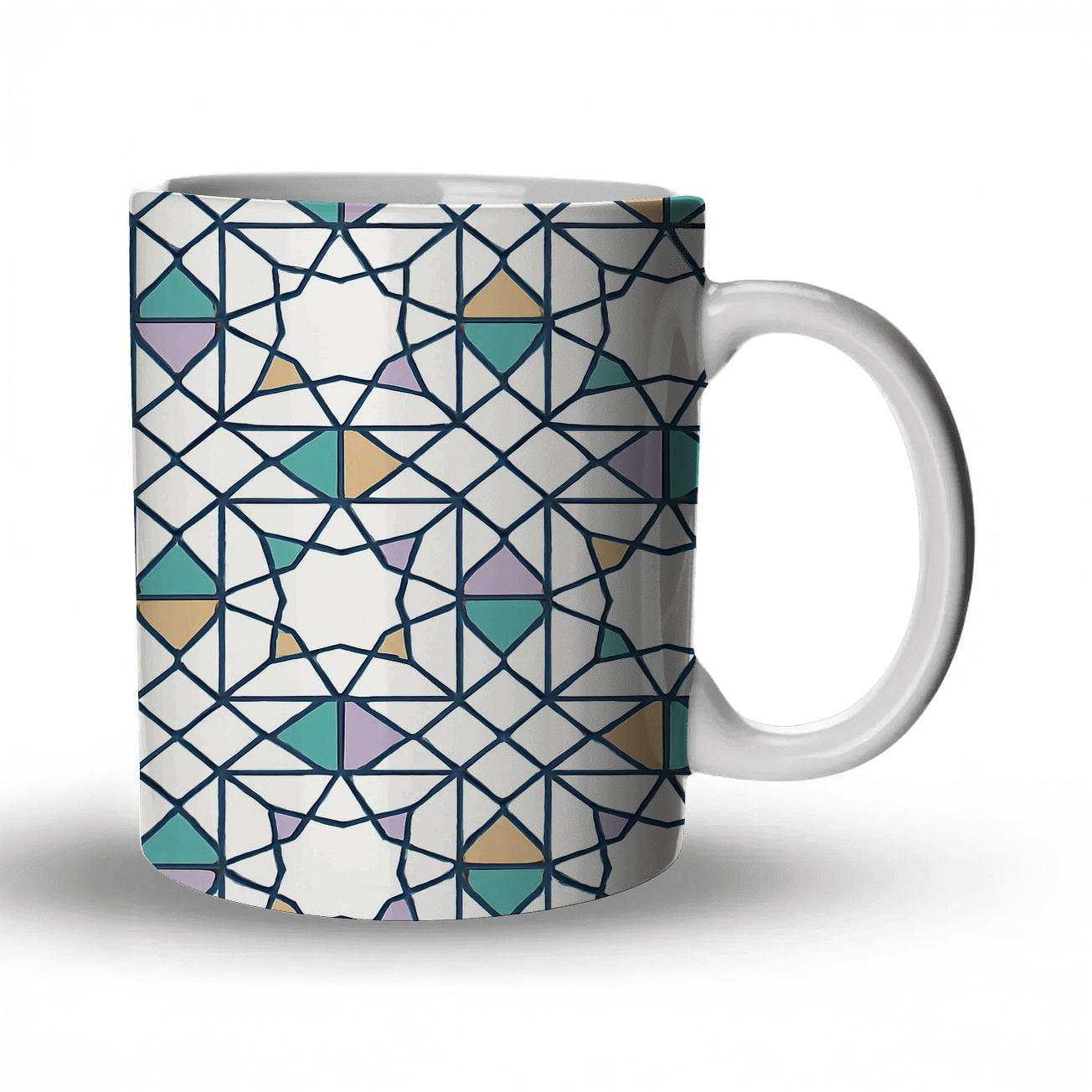 Girih Star Lattice Minimal Ornament insulated thermal mugs