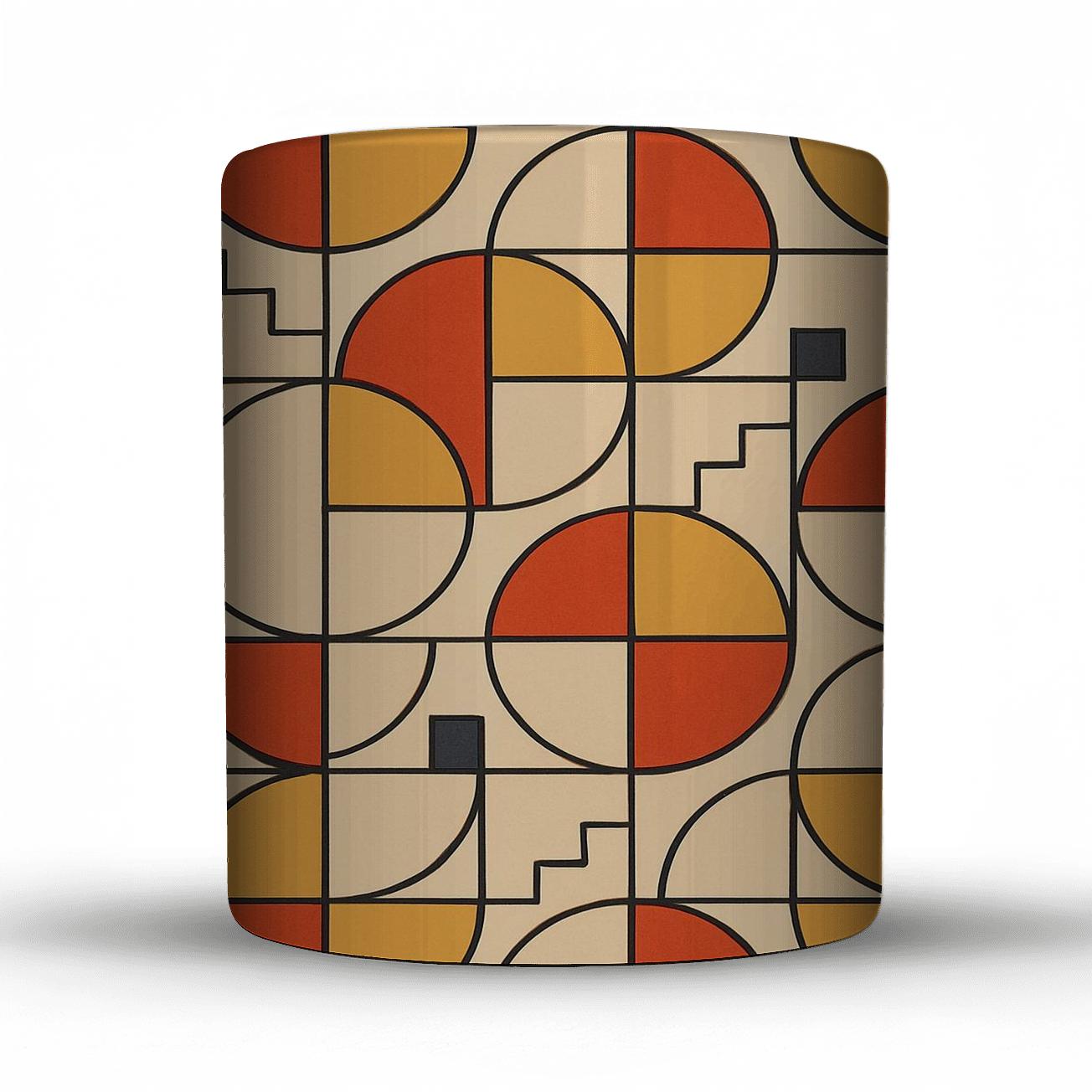 Bauhaus Cosmic Weave Geometric Repeat travel mugs with handles