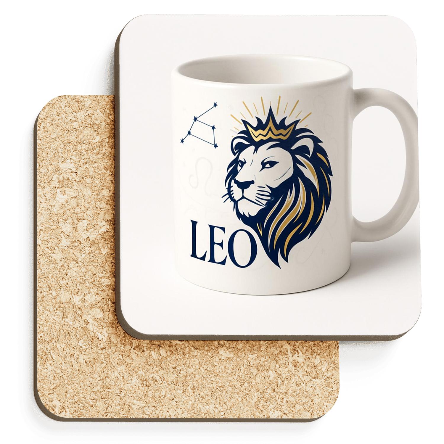 Leo Regal Lion Constellation Line Art Mug Design custom engraved coasters