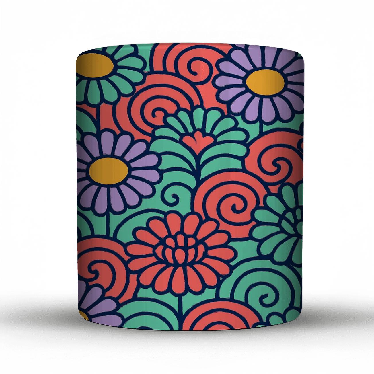 Ukiyo E Kinetic Neon Florals insulated thermal mugs