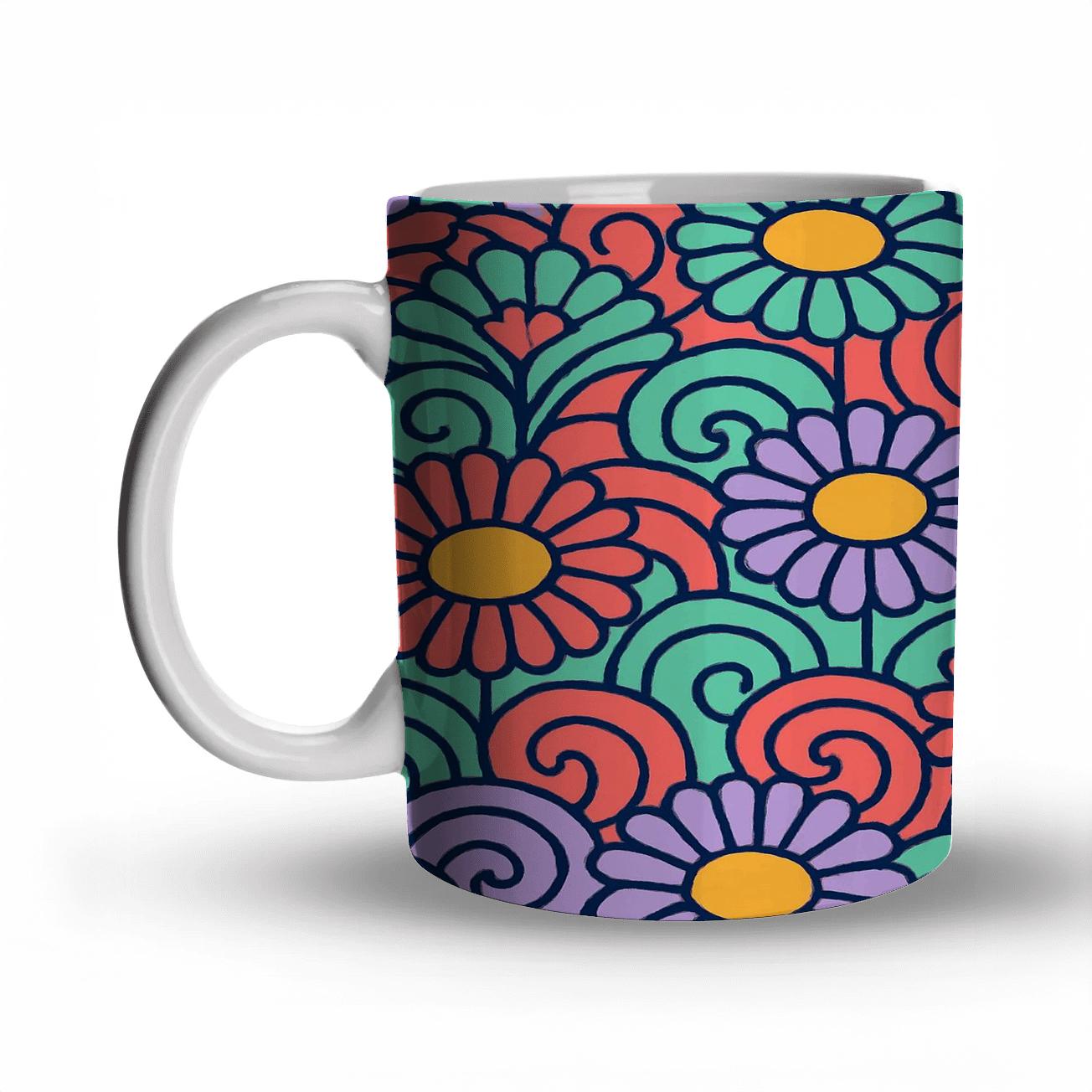 Ukiyo E Kinetic Neon Florals insulated thermal mugs
