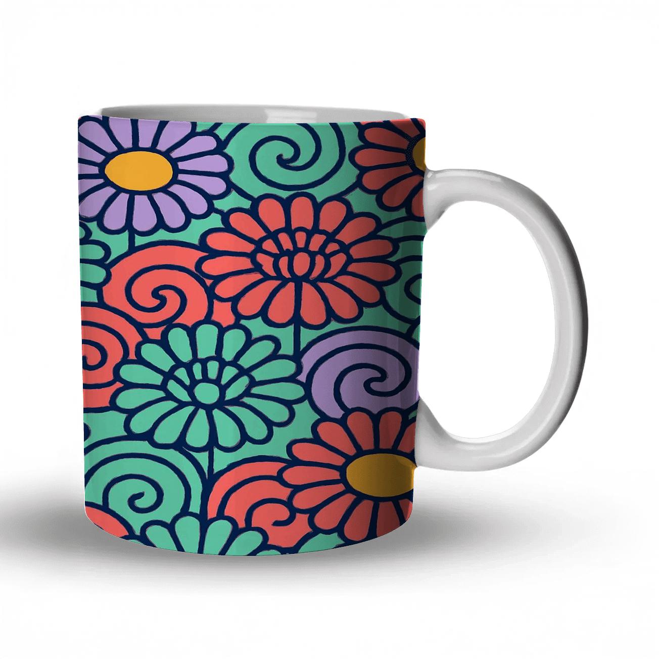 Ukiyo E Kinetic Neon Florals insulated thermal mugs