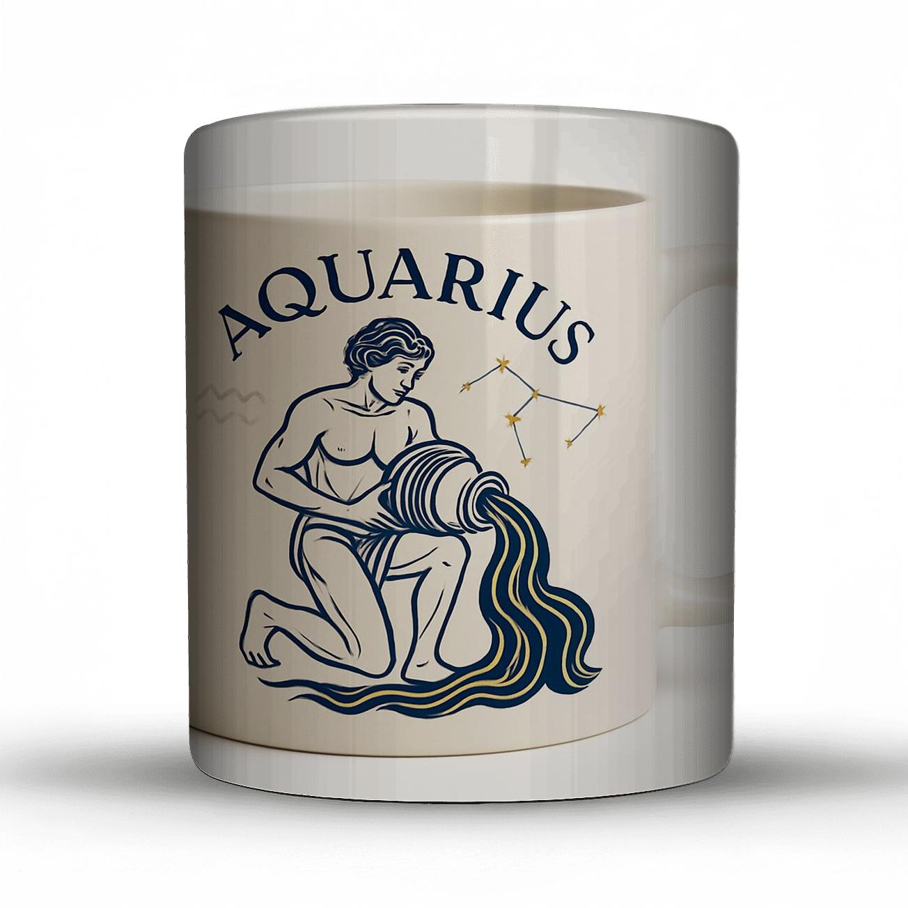 Aquarius Water Bearer Star Chart Line Art Mug Art ceramic coffee mugs