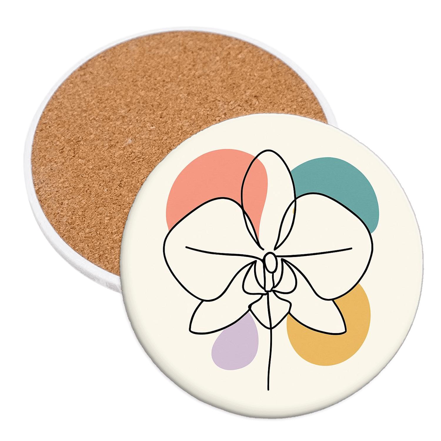 Solar Orchid Contour With Split Spectrum Fields cork coaster sets