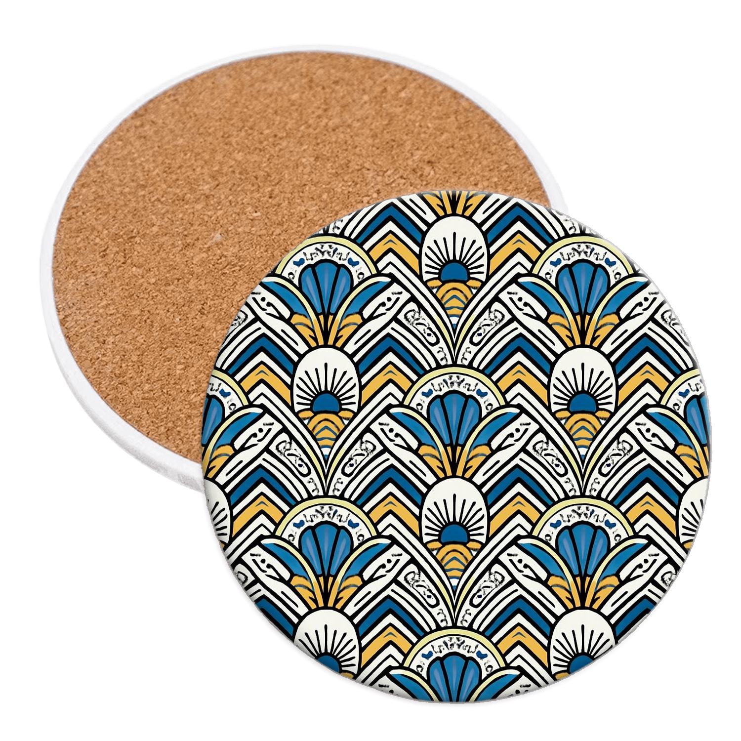 Art Deco Comet Sunburst Filigree decorative beverage coasters