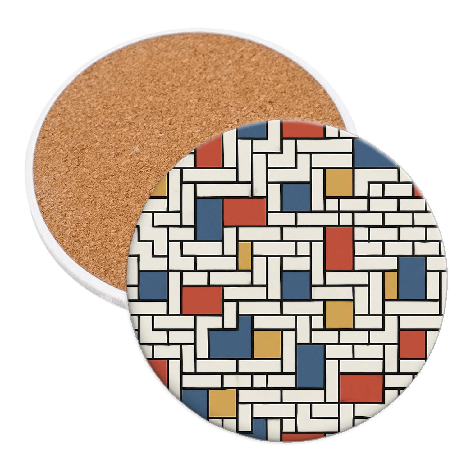 Bauhaus Loom Lattice Minimal Linework personalized drink coasters