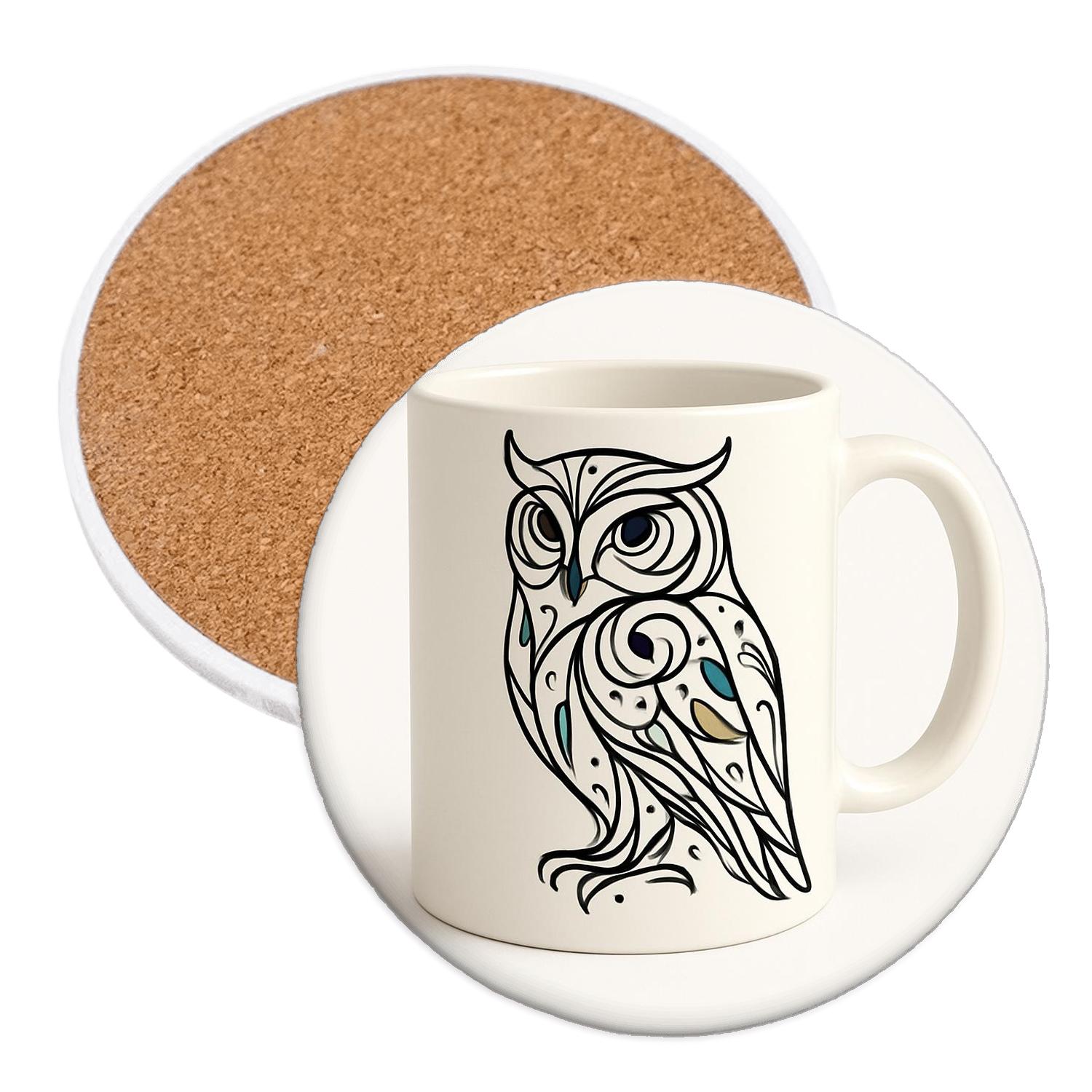 Art Nouveau Owl Constellation Filigree personalized drink coasters