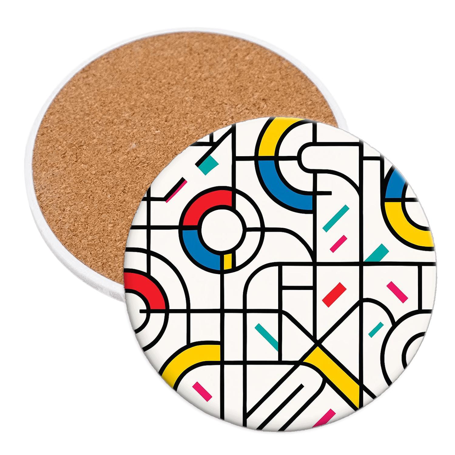 Bauhaus Neo Memphis Transit Lines elegant tabletop coasters