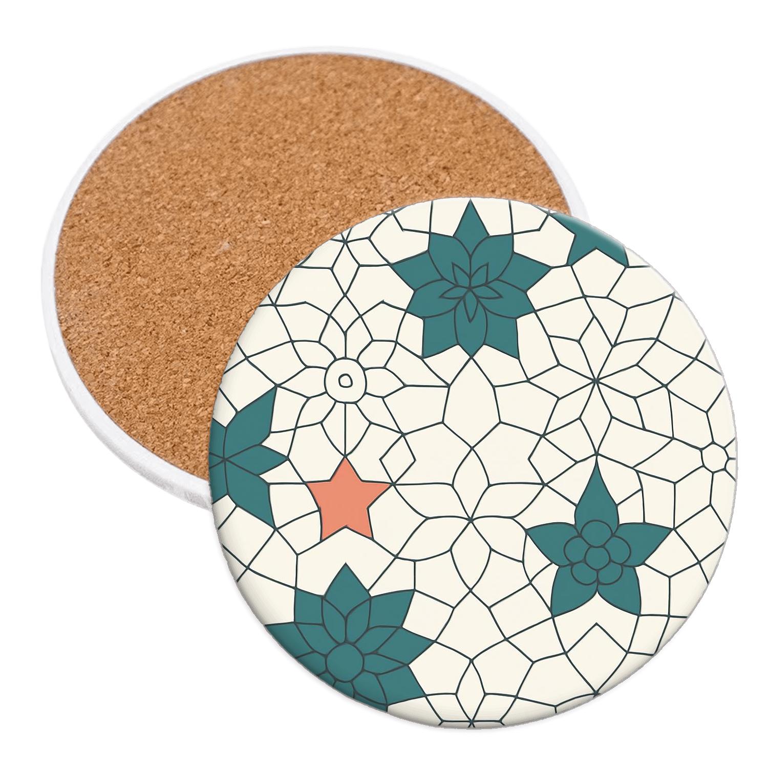 Girih Orbit Tessellation Fine Line wooden table coasters