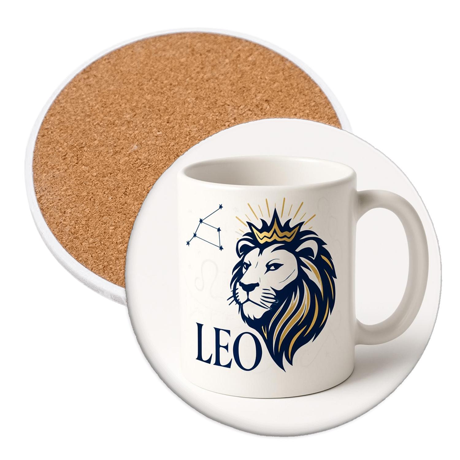 Leo Regal Lion Constellation Line Art Mug Design decorative beverage coasters