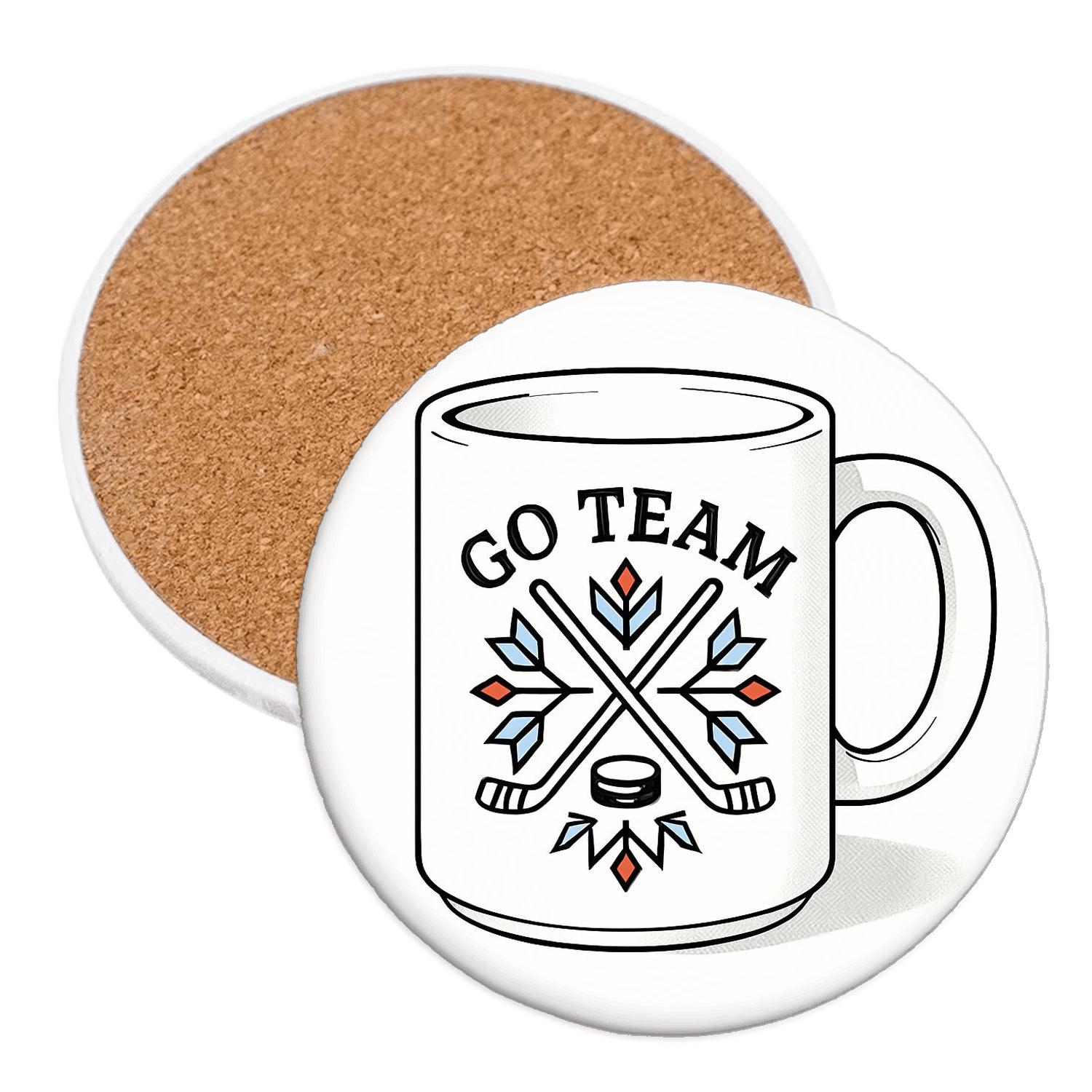 Nordic Hockey Go Team Crossed Sticks Emblem Mug custom engraved coasters