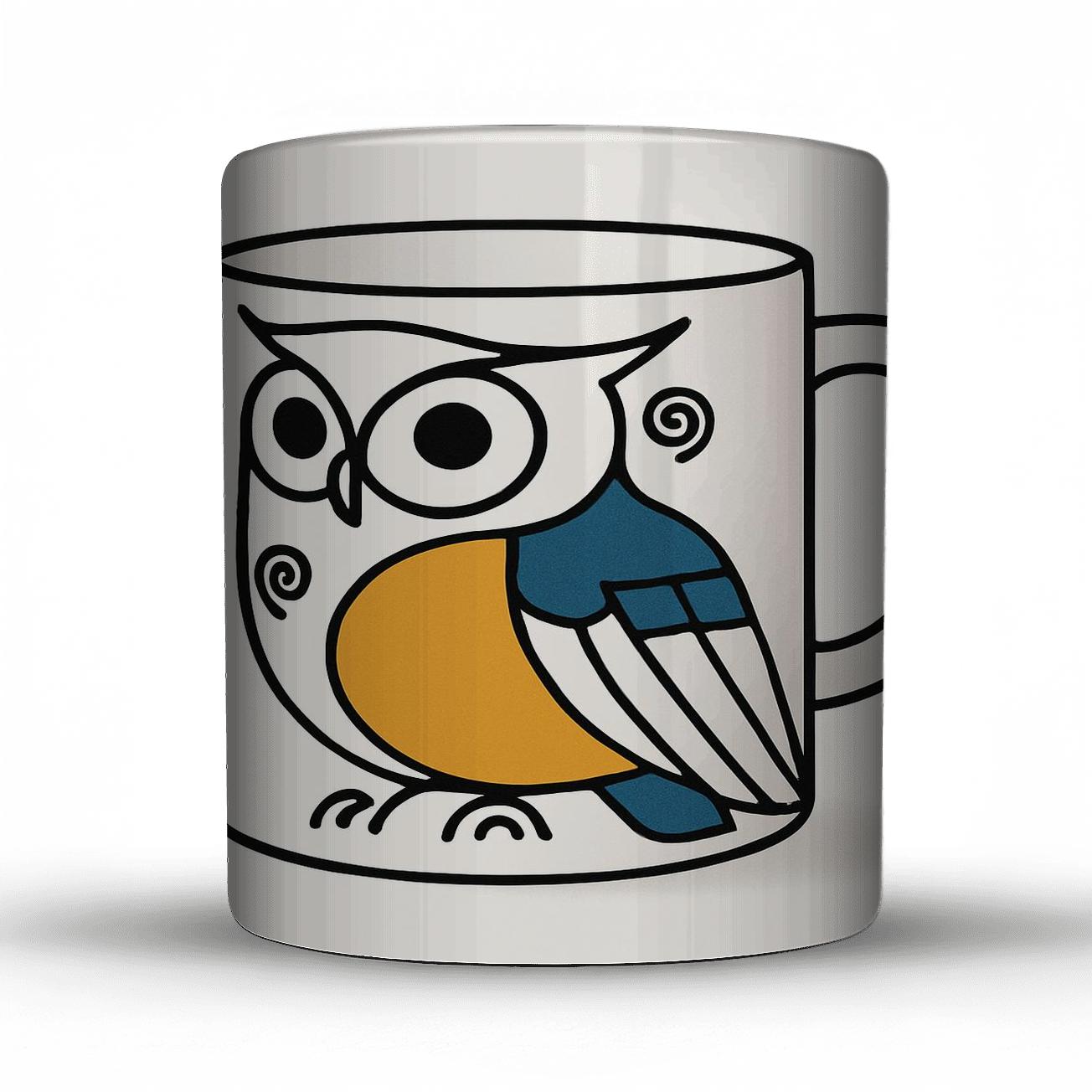 Bauhaus Ainu Owl Totem Line Art Wrap insulated thermal mugs