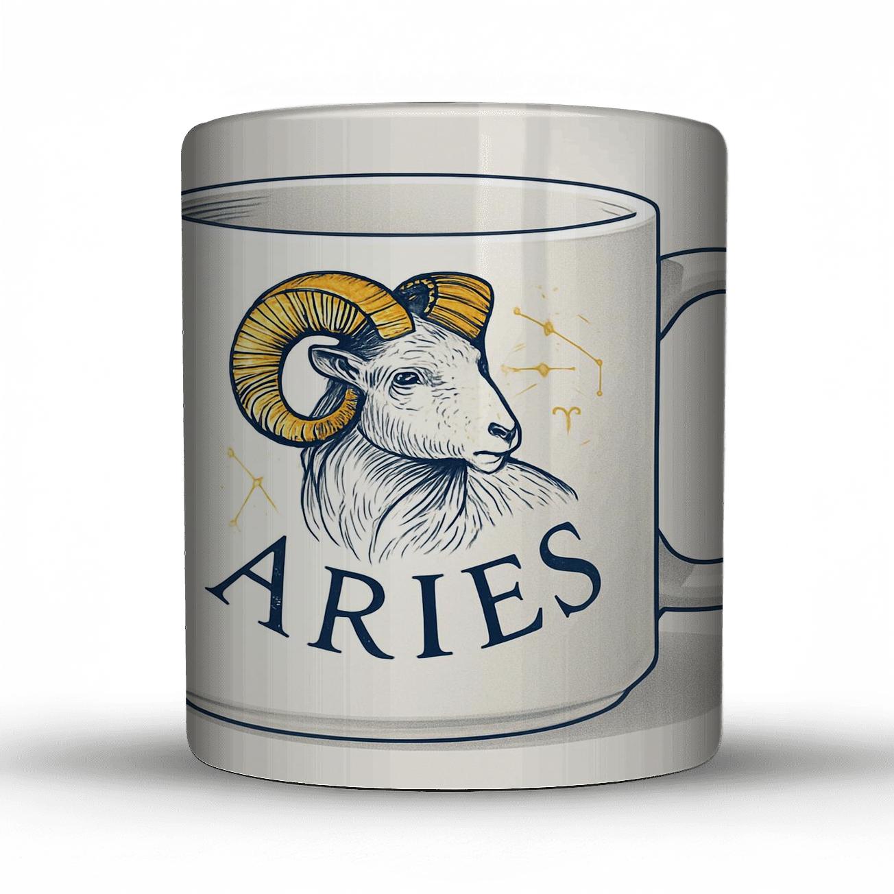 Aries Celestial Ram Gold Navy Minimal Line Art Mug gift mugs for occasions