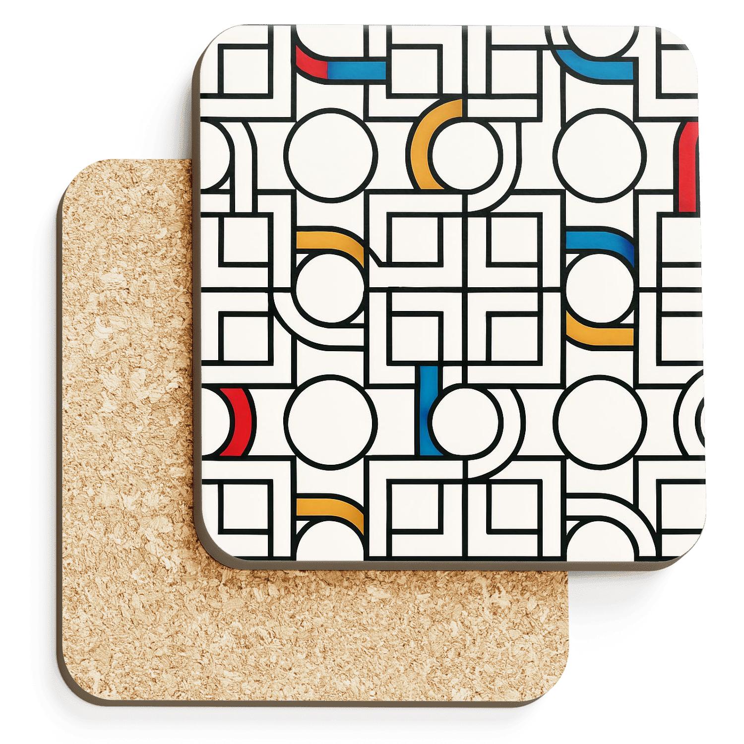 Bauhaus Concrete Weave Grid wooden table coasters