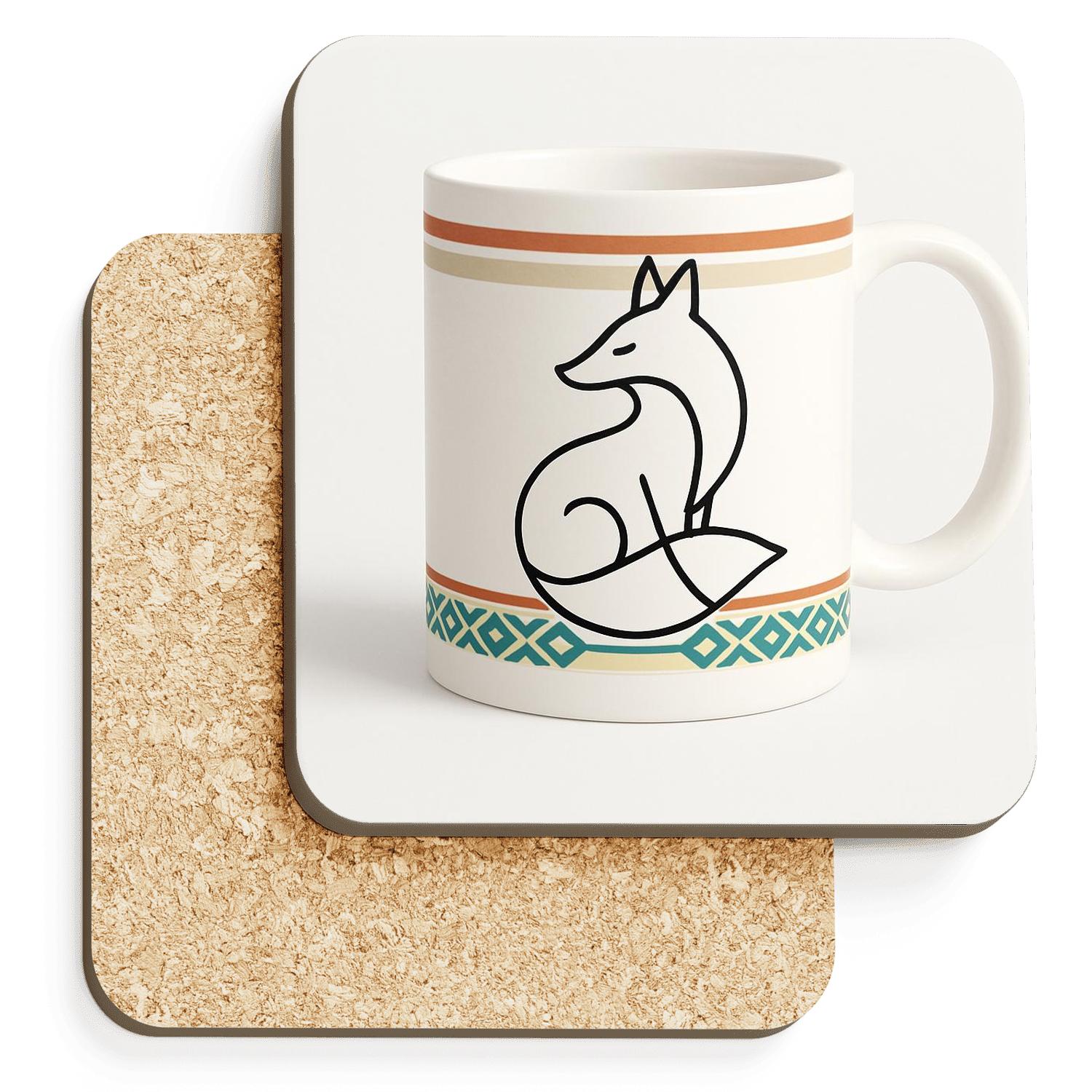 Bauhaus Nordic Fox Line Art Mug stone coaster collections