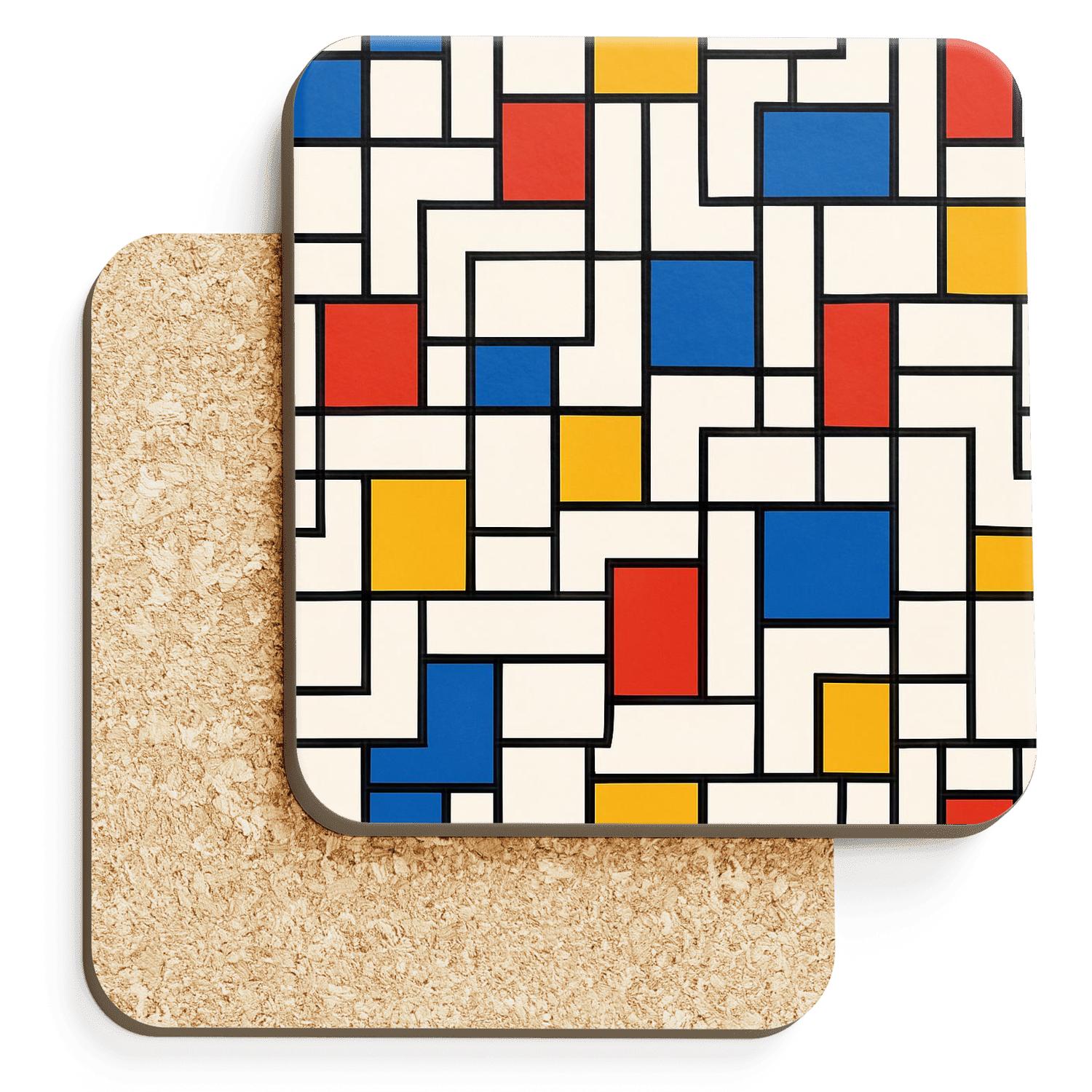 De Stijl Metro Rhythm Linework decorative beverage coasters