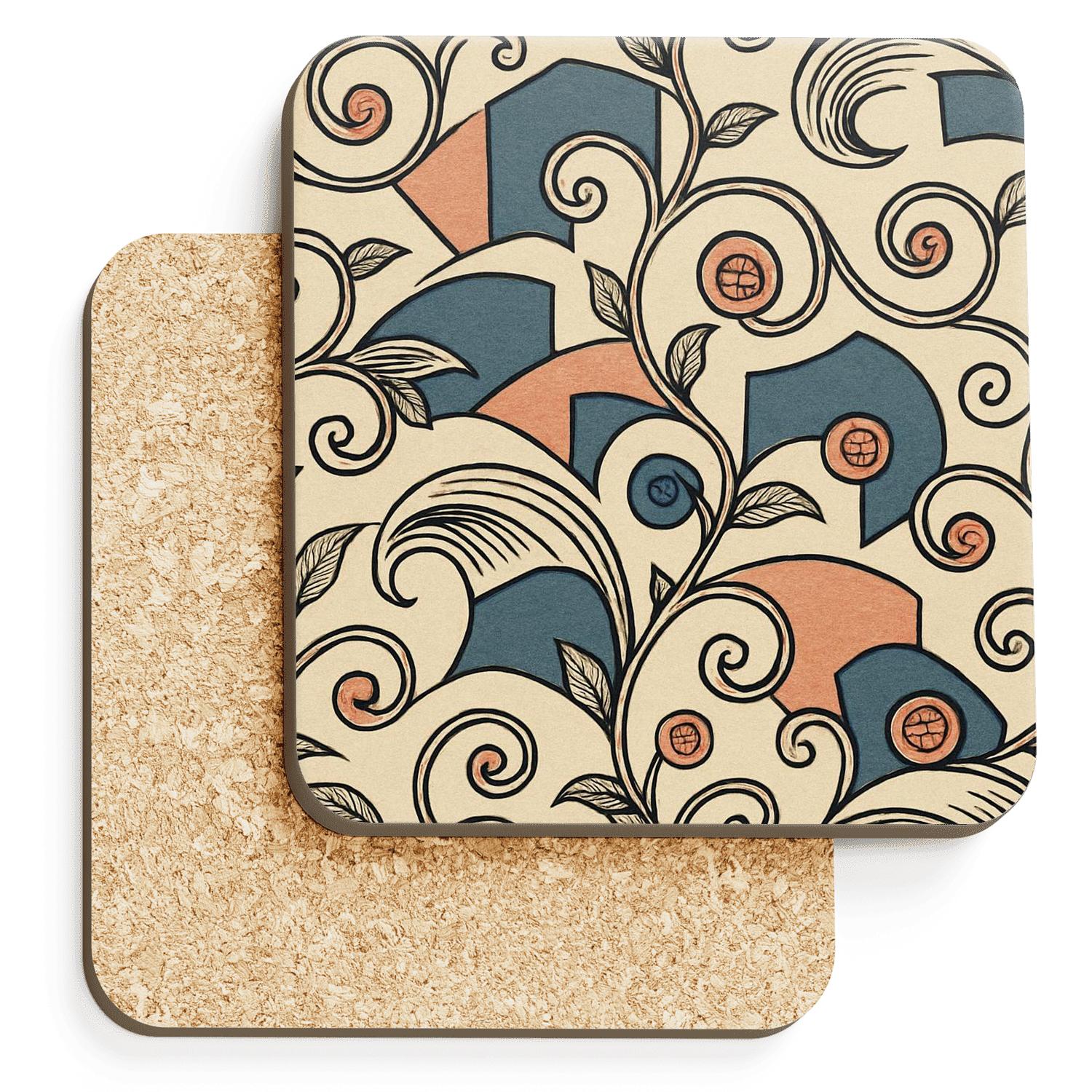 Ukiyo E Comet Wave Karakusa coasters for home decor