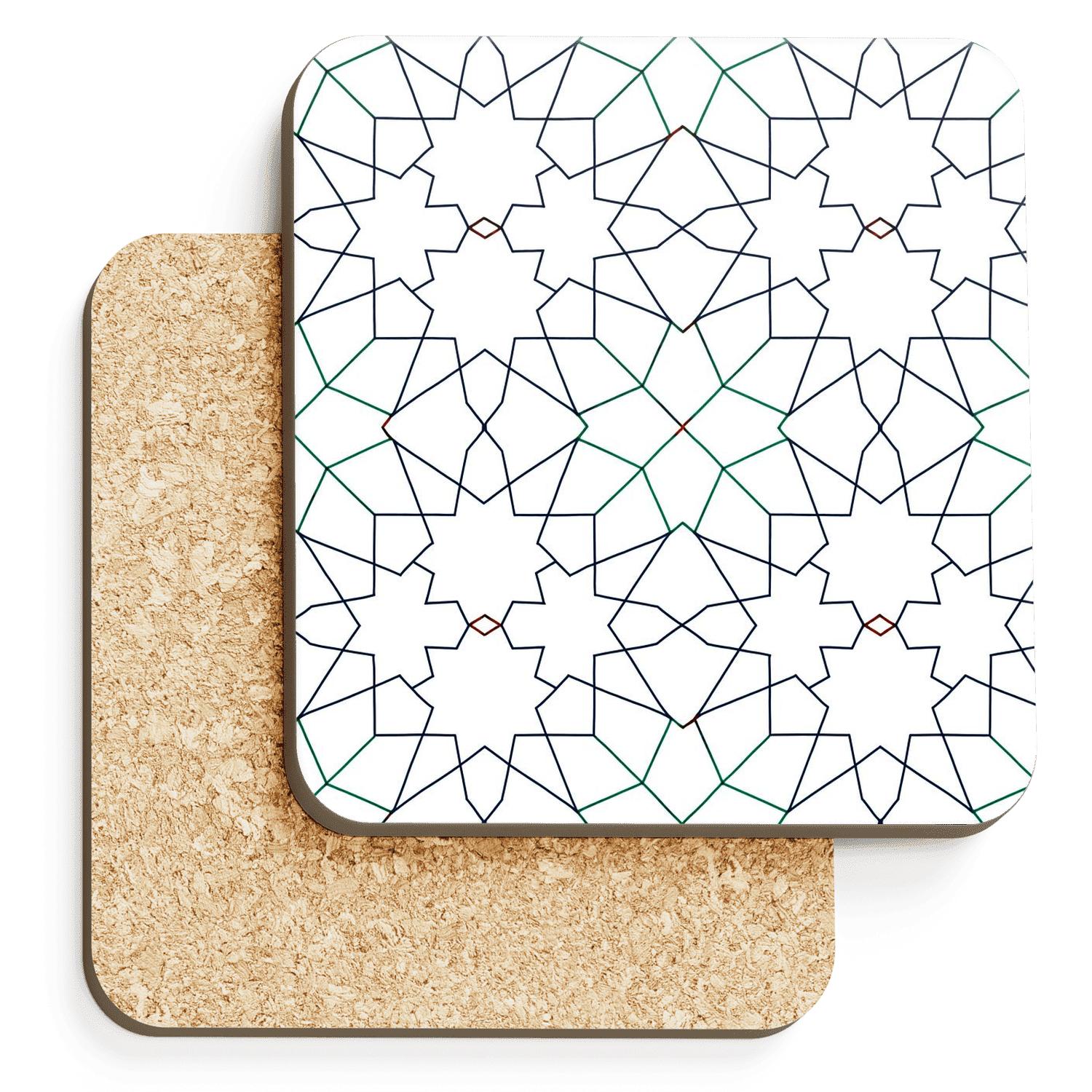 Girih Zellige Minimal Star Tessellation custom engraved coasters