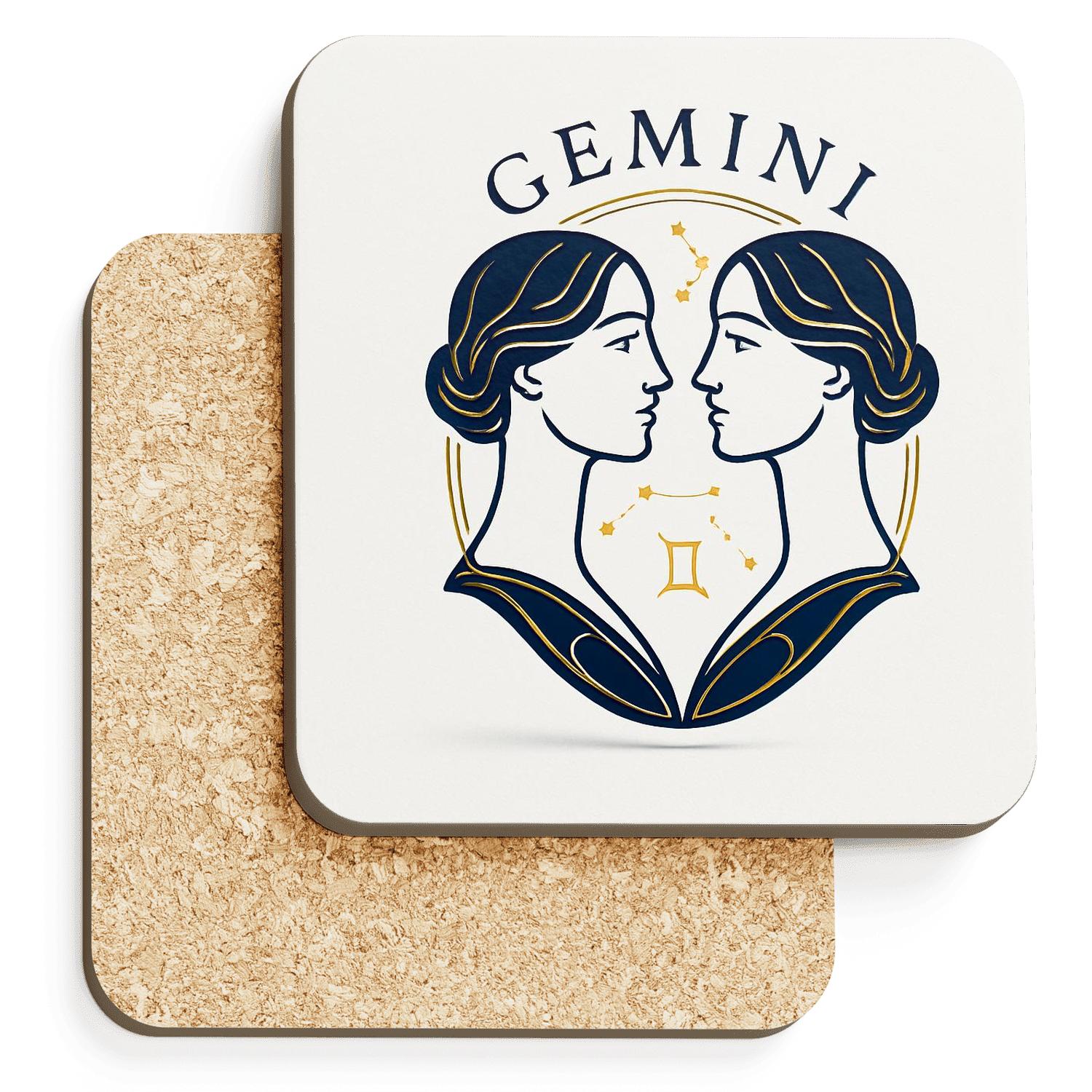 Gemini Twins Secessionist Constellation Crest wooden table coasters