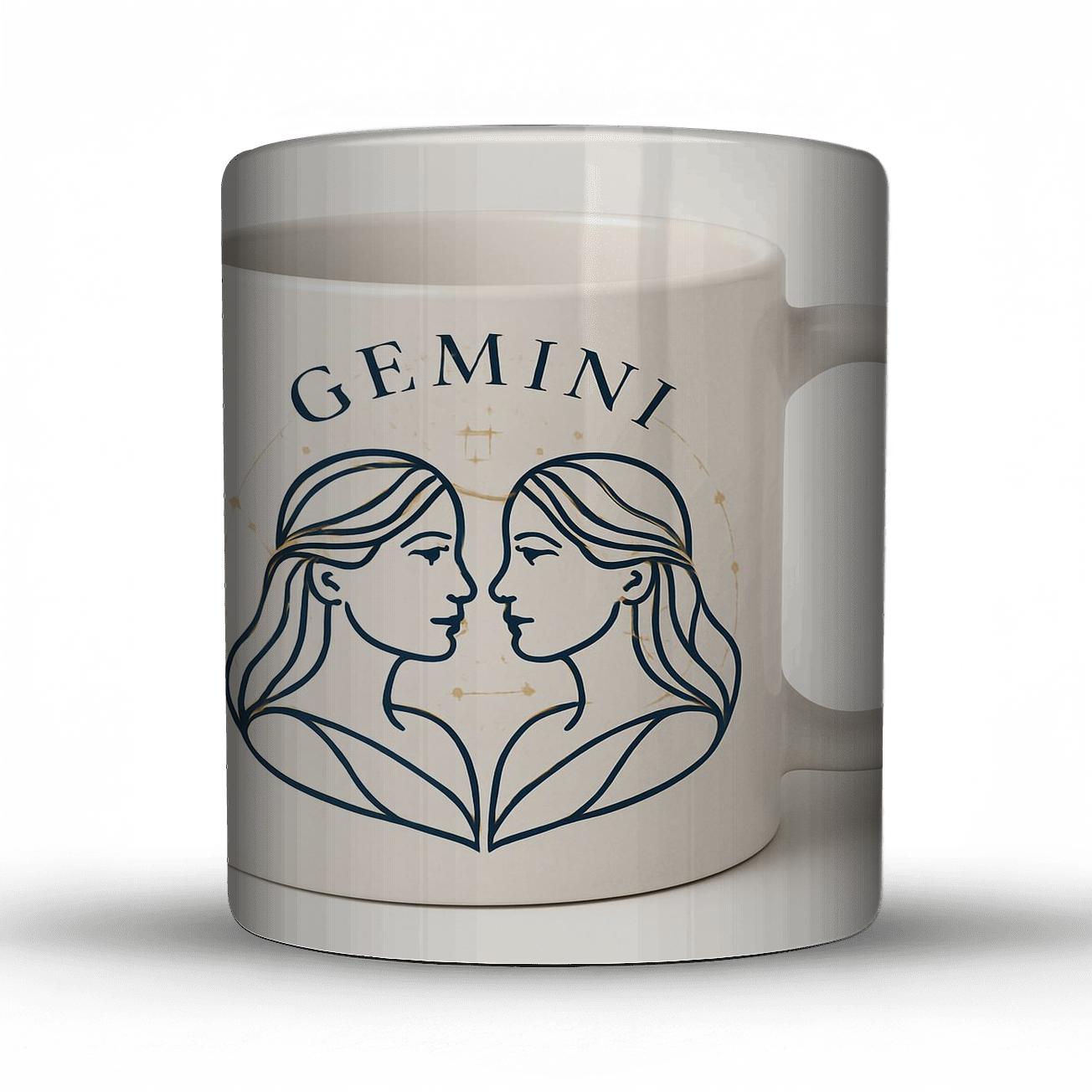 Gemini Twin Figures Constellation Gold Navy Minimal Line Art Mug personalized mugs