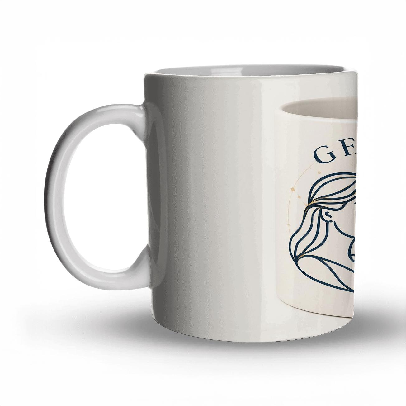 Gemini Twin Figures Constellation Gold Navy Minimal Line Art Mug personalized mugs