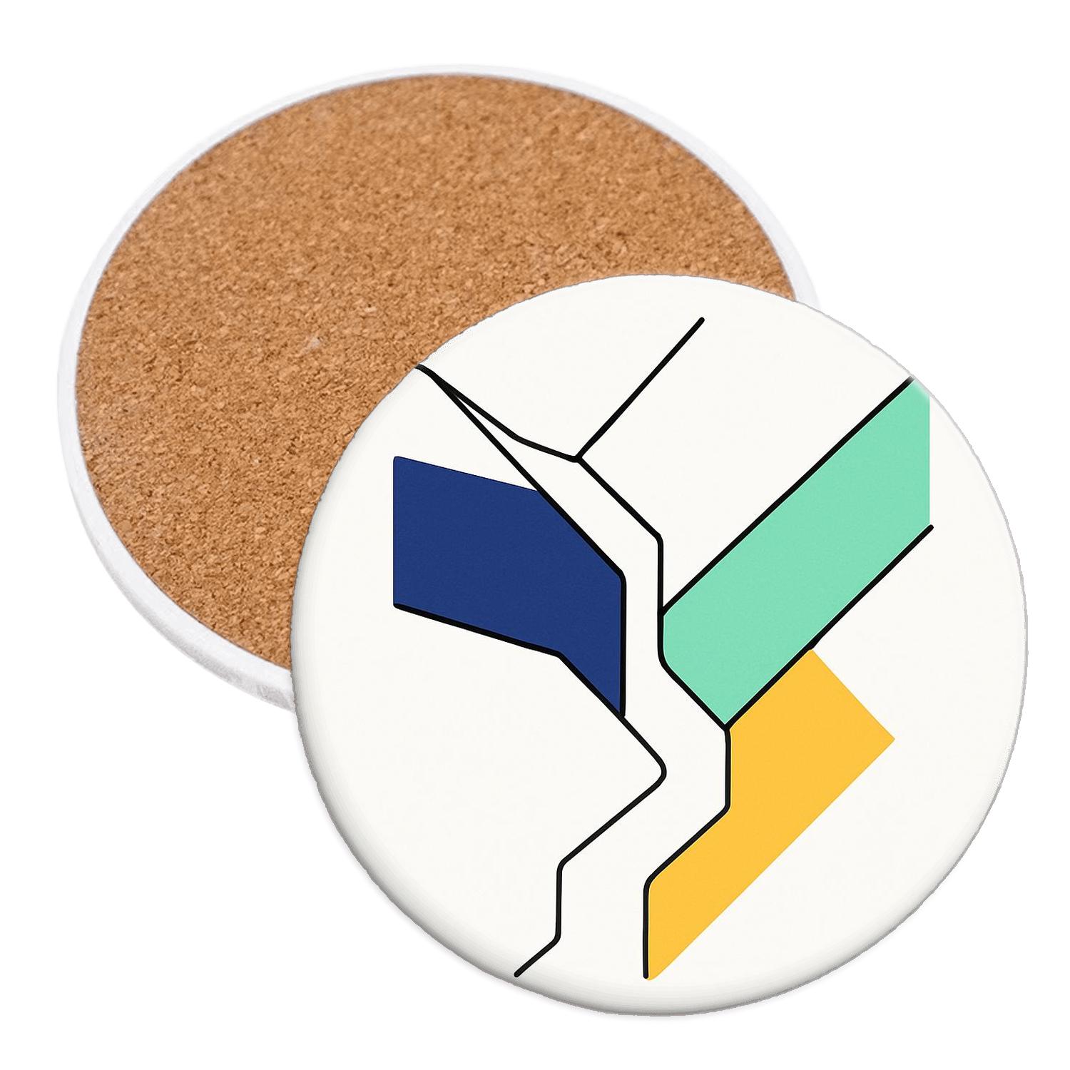 Geometric River Delta In Continuous Line absorbent drink coasters