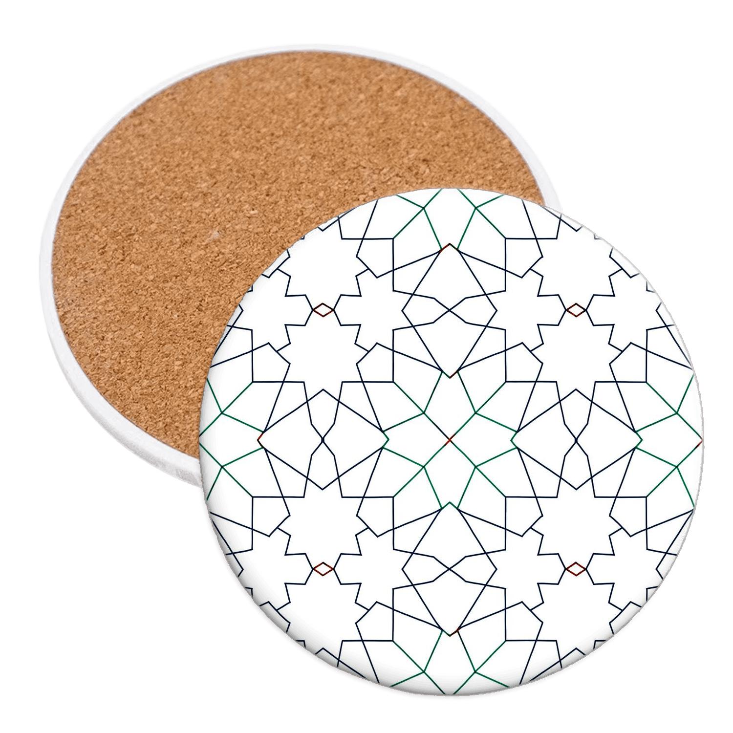 Girih Zellige Minimal Star Tessellation wooden table coasters