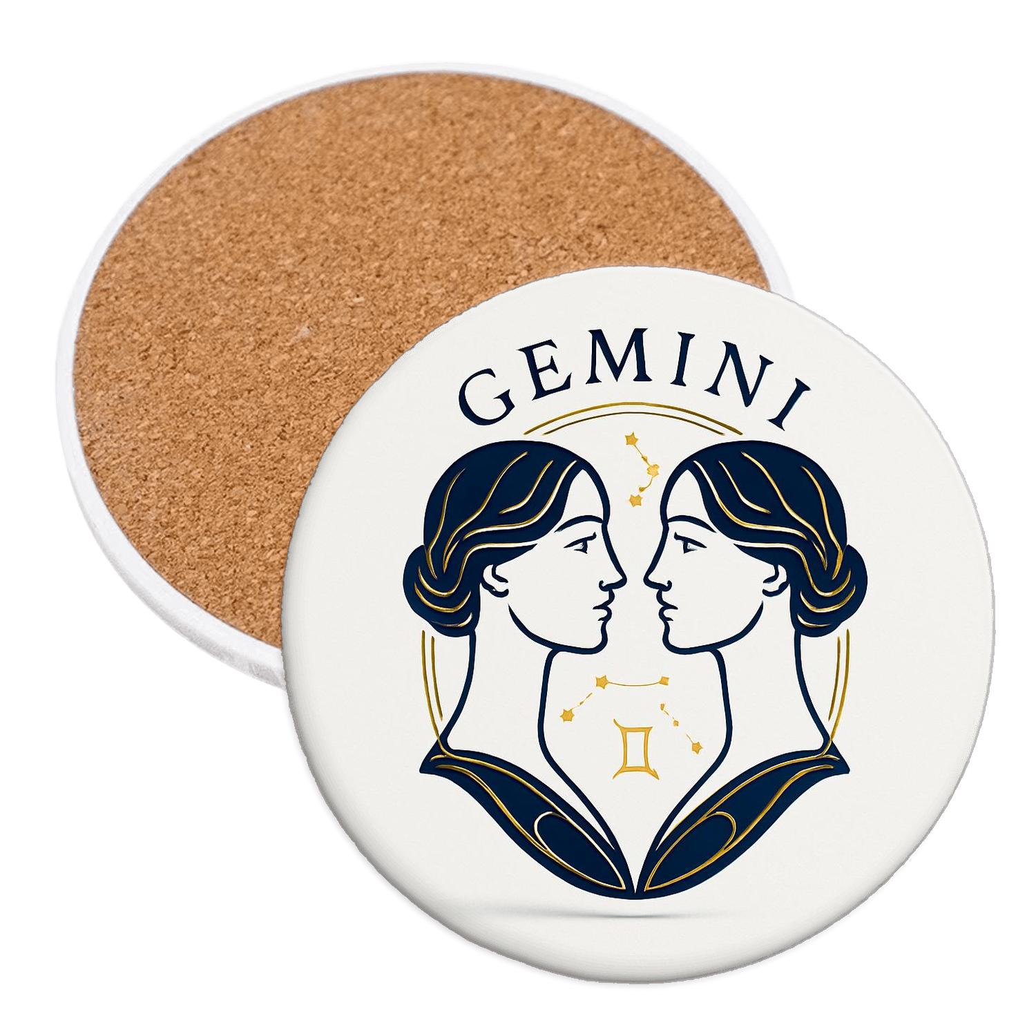 Gemini Twins Secessionist Constellation Crest absorbent drink coasters