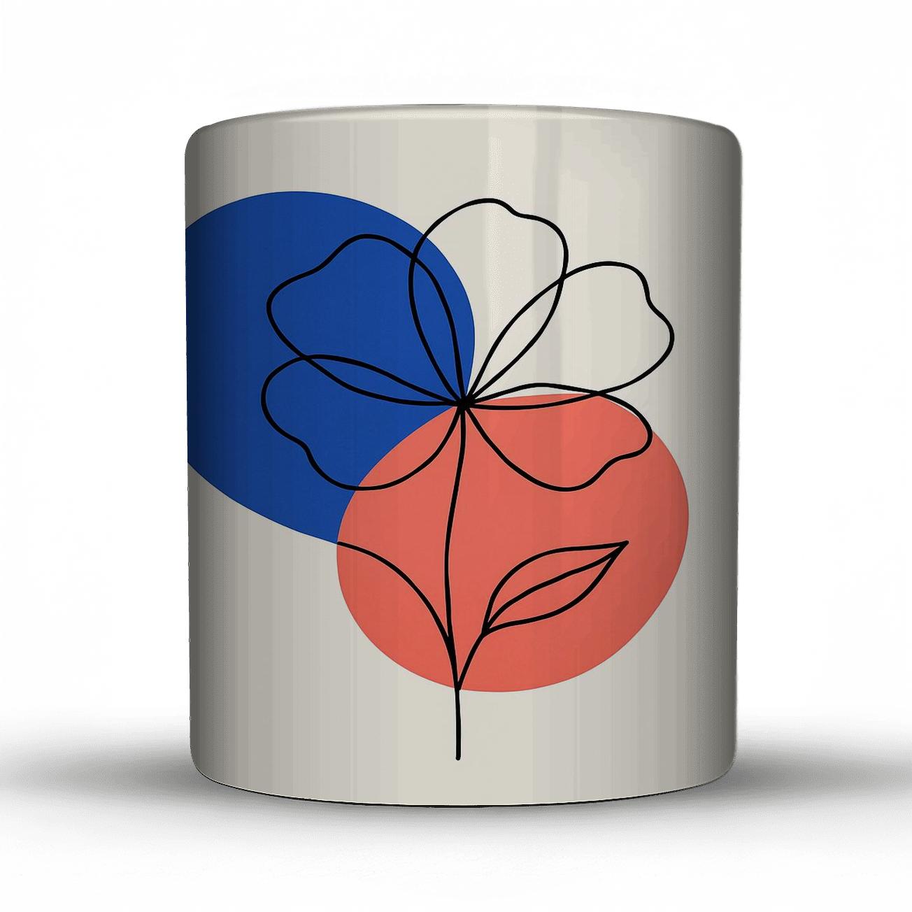 Orbital Bloom Minimal Line Art custom printed mugs